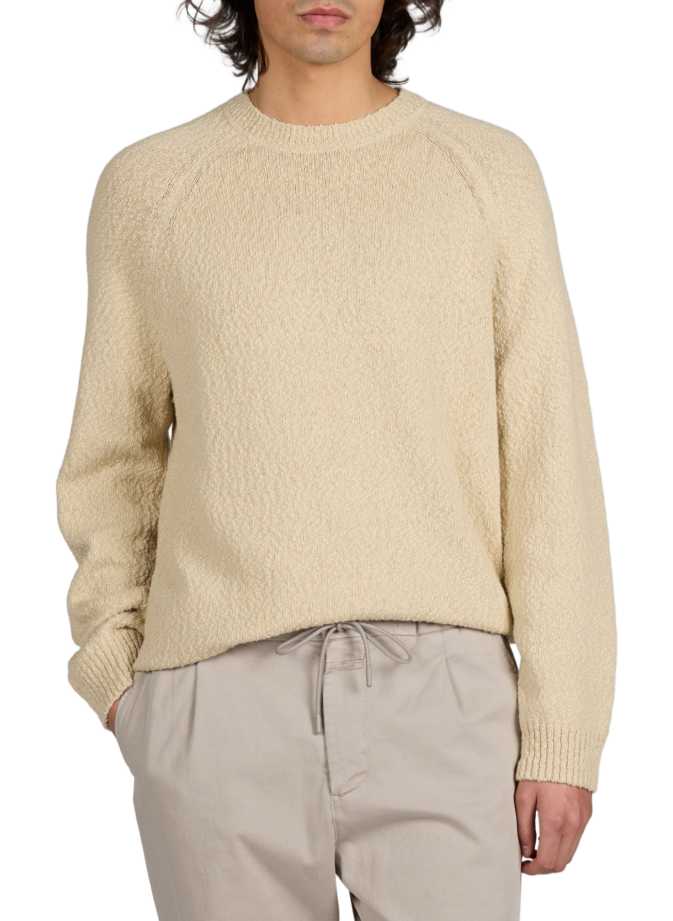Pull texturé col rond en coton CLOSED Beige