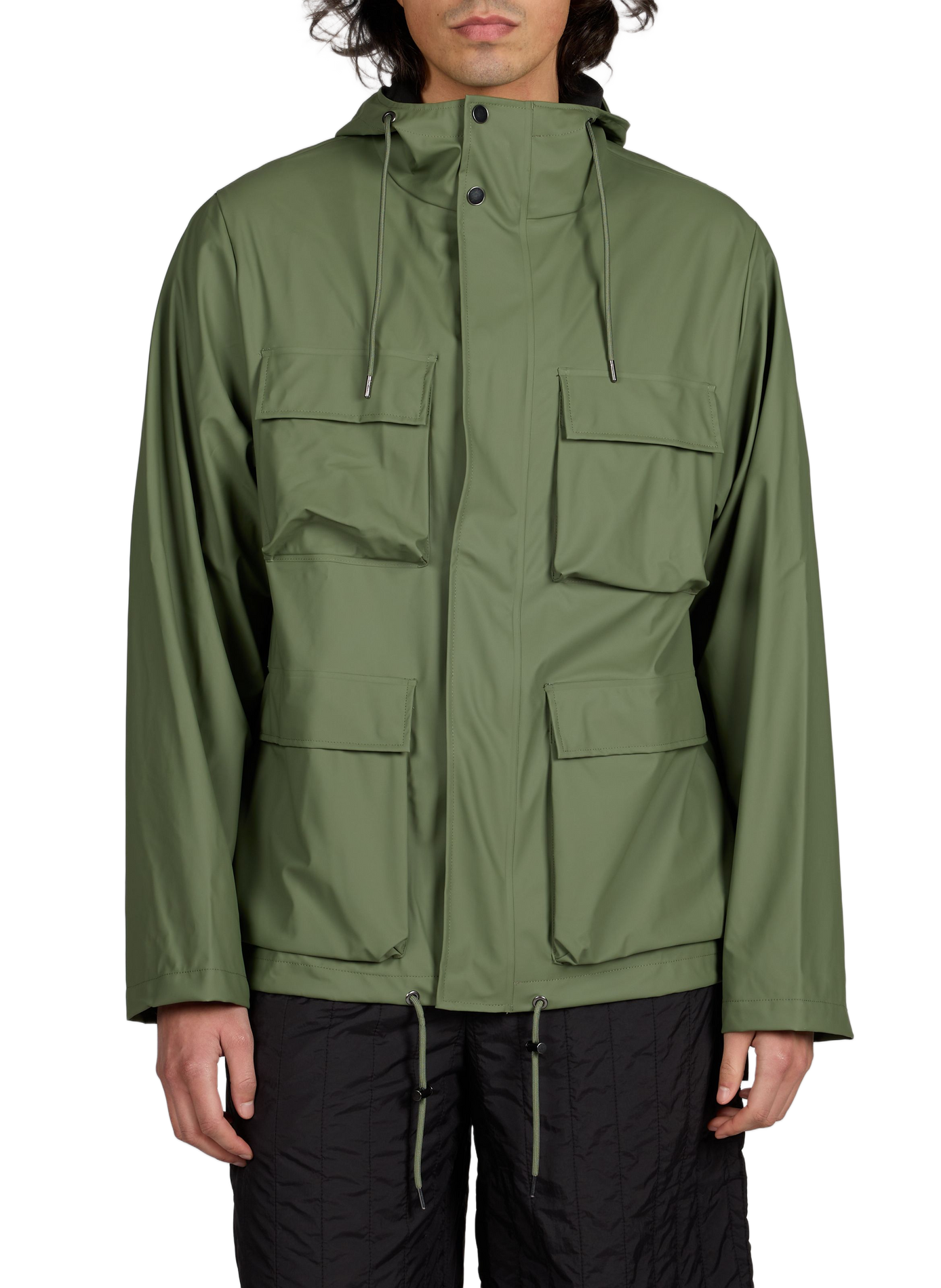 Veste imperméable Pocket Jacket W3 à capuche RAINS Vert