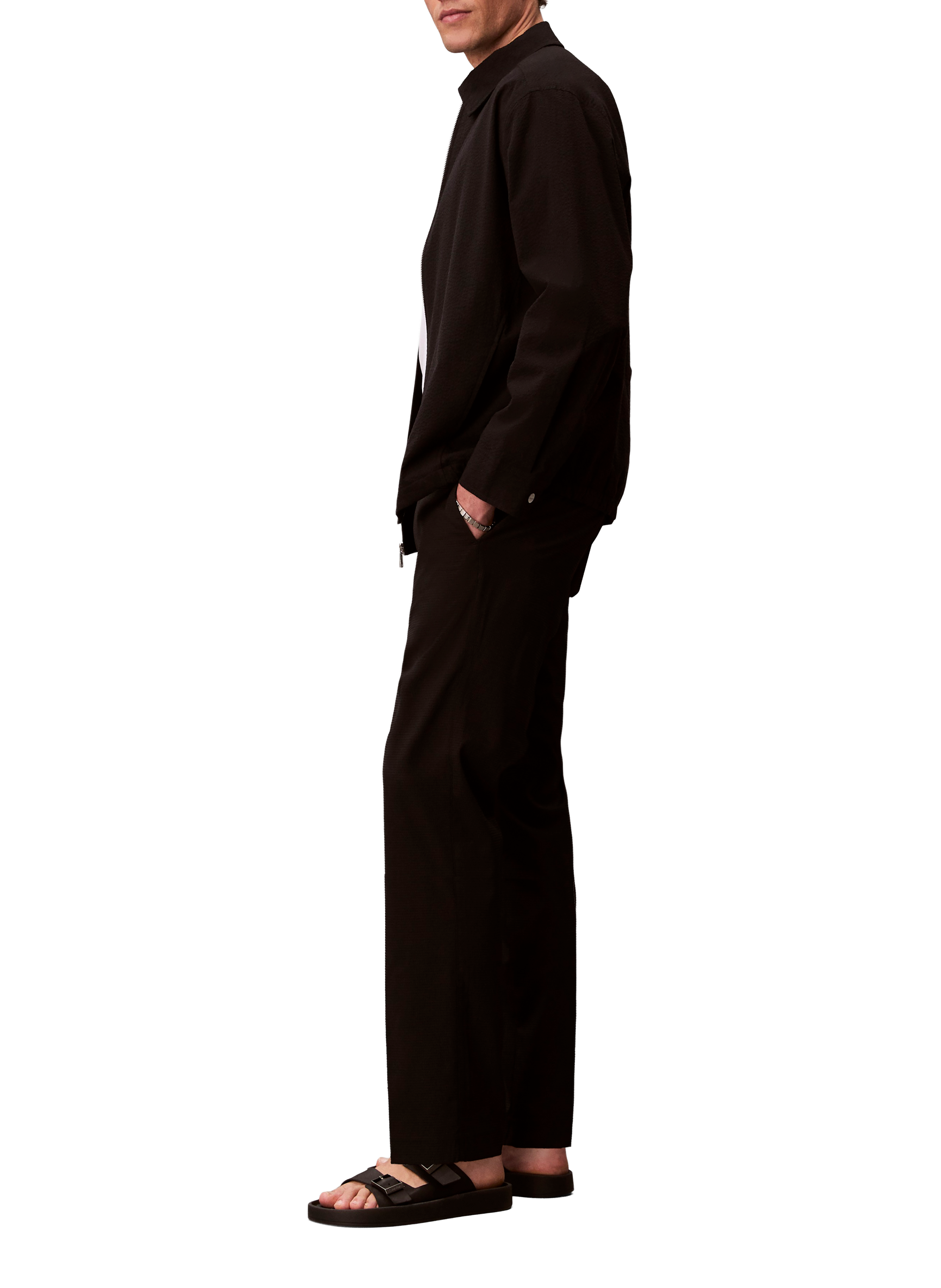 Gerade Hose aus Seersucker-Gewebe CALVIN KLEIN Schwarz