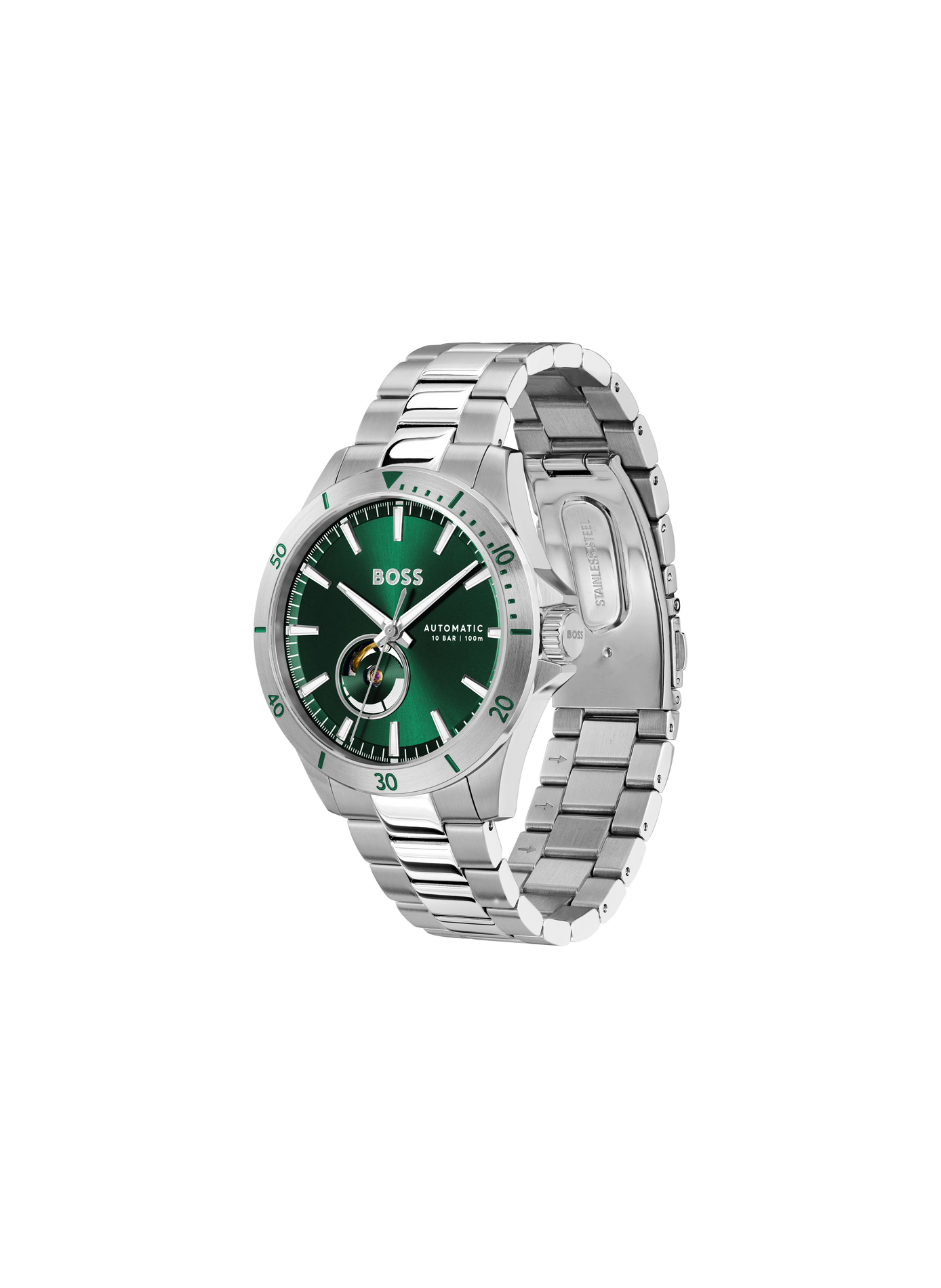 Montre automatique Troper en acier inoxydable BOSS MONTRES Vert