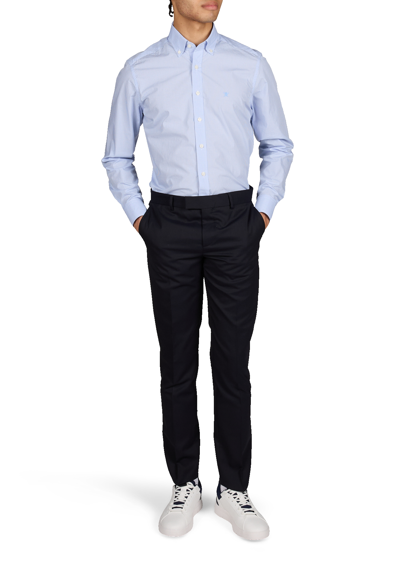 Chemise droite col américain à carreaux HACKETT Bleu