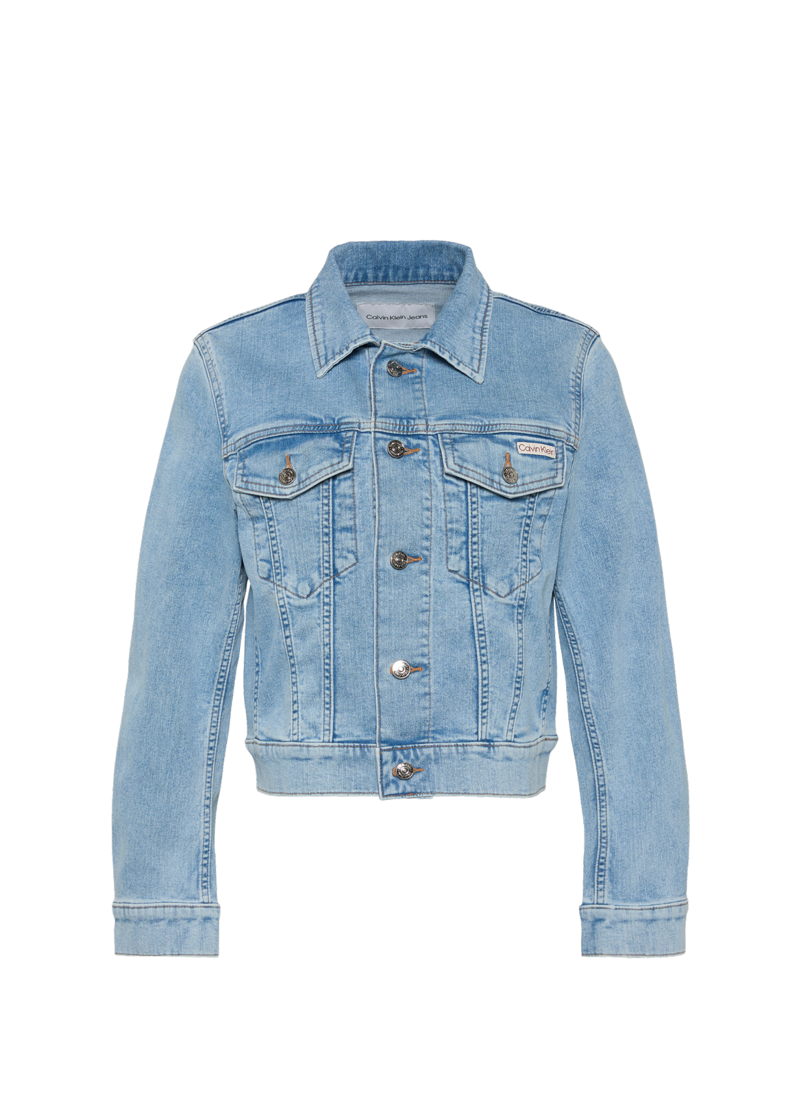 Veste courte en denim en coton mélangé CALVIN KLEIN Bleu