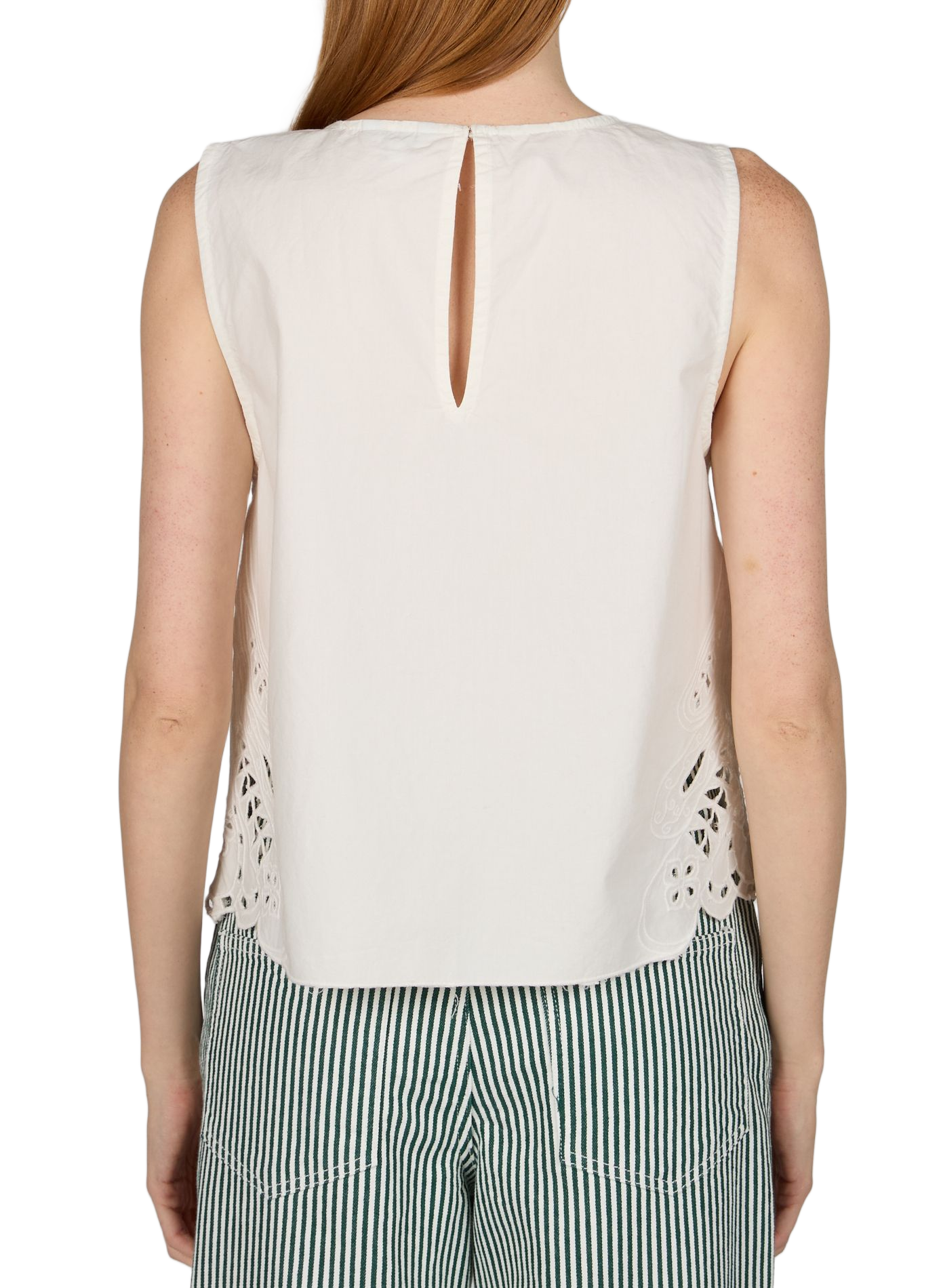 Embroidered cotton top OBJECT White