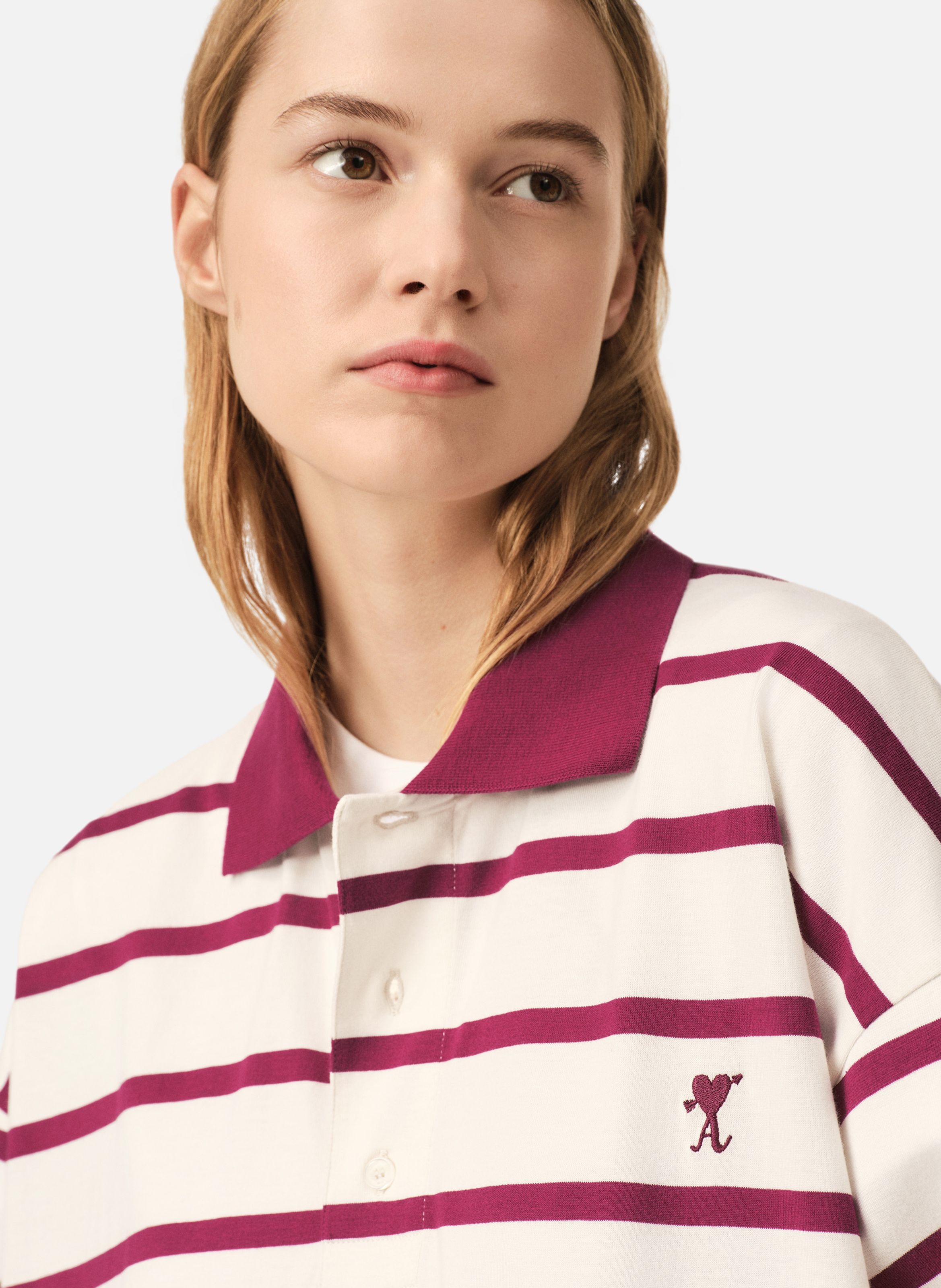 Polo ami de coeur flèche unisexe en coton AMI PARIS Blanc