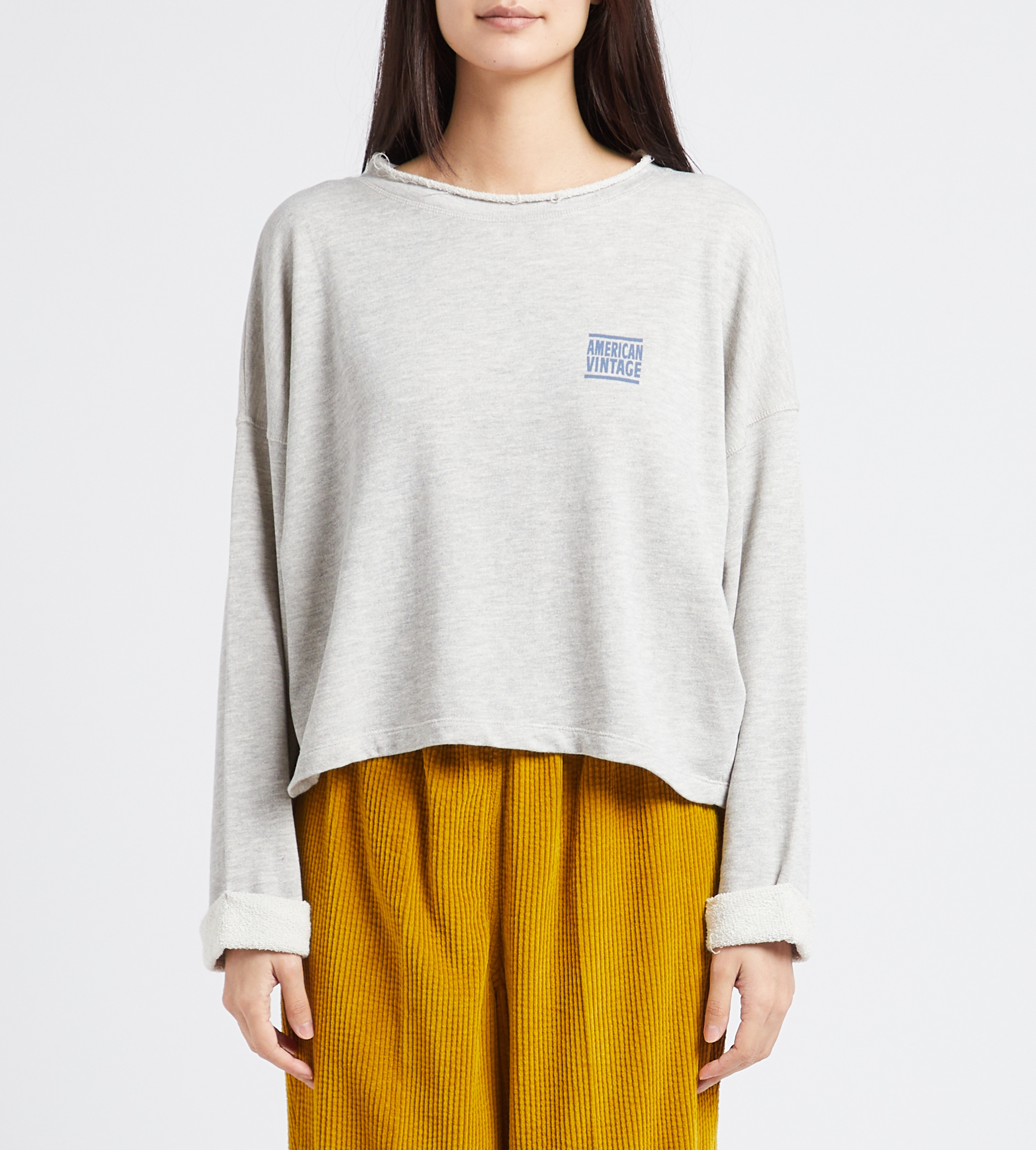 Sweat col rond en coton mélangé zofbay AMERICAN VINTAGE Gris