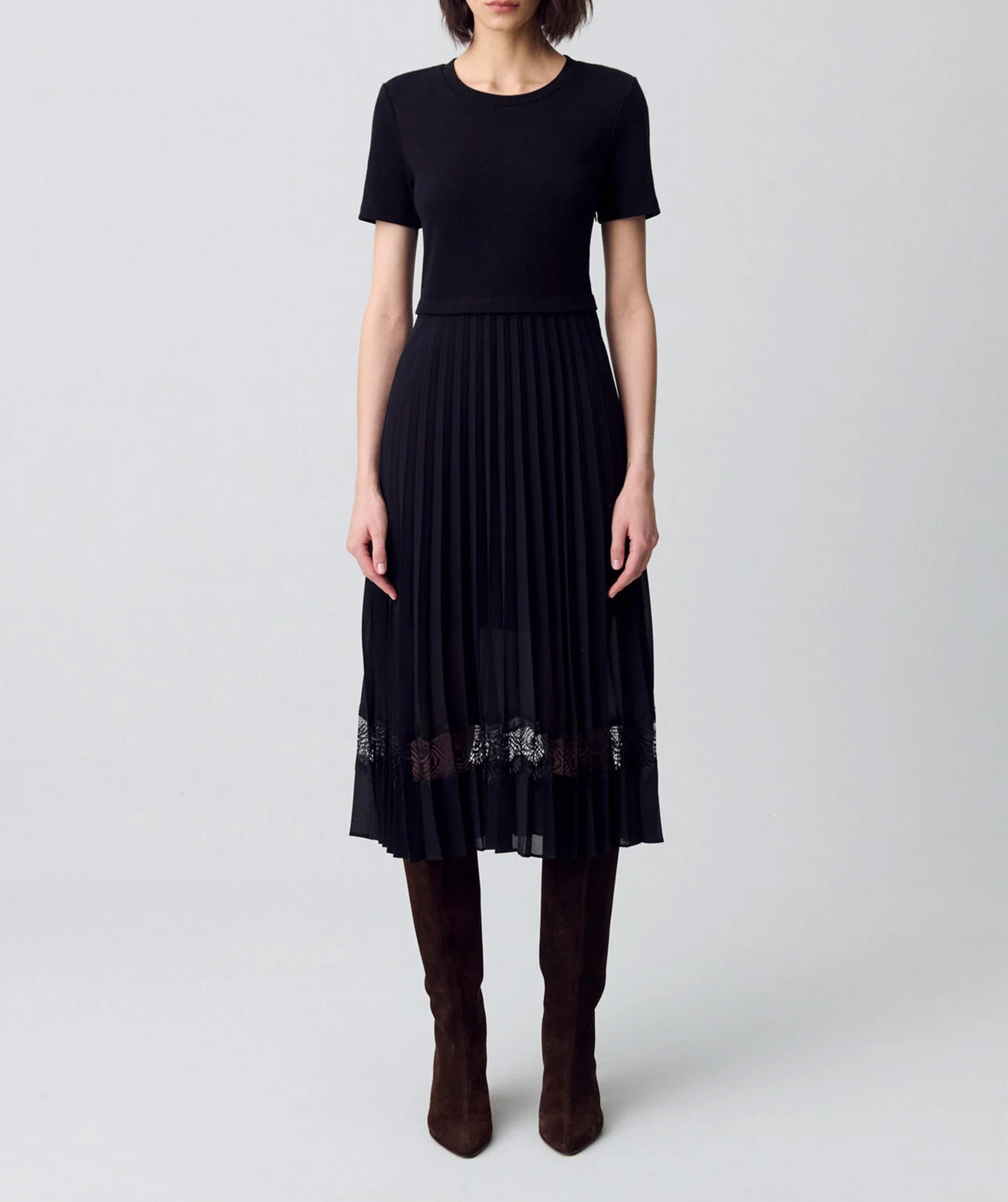 Robe midi bi-matière CLAUDIE PIERLOT Noir