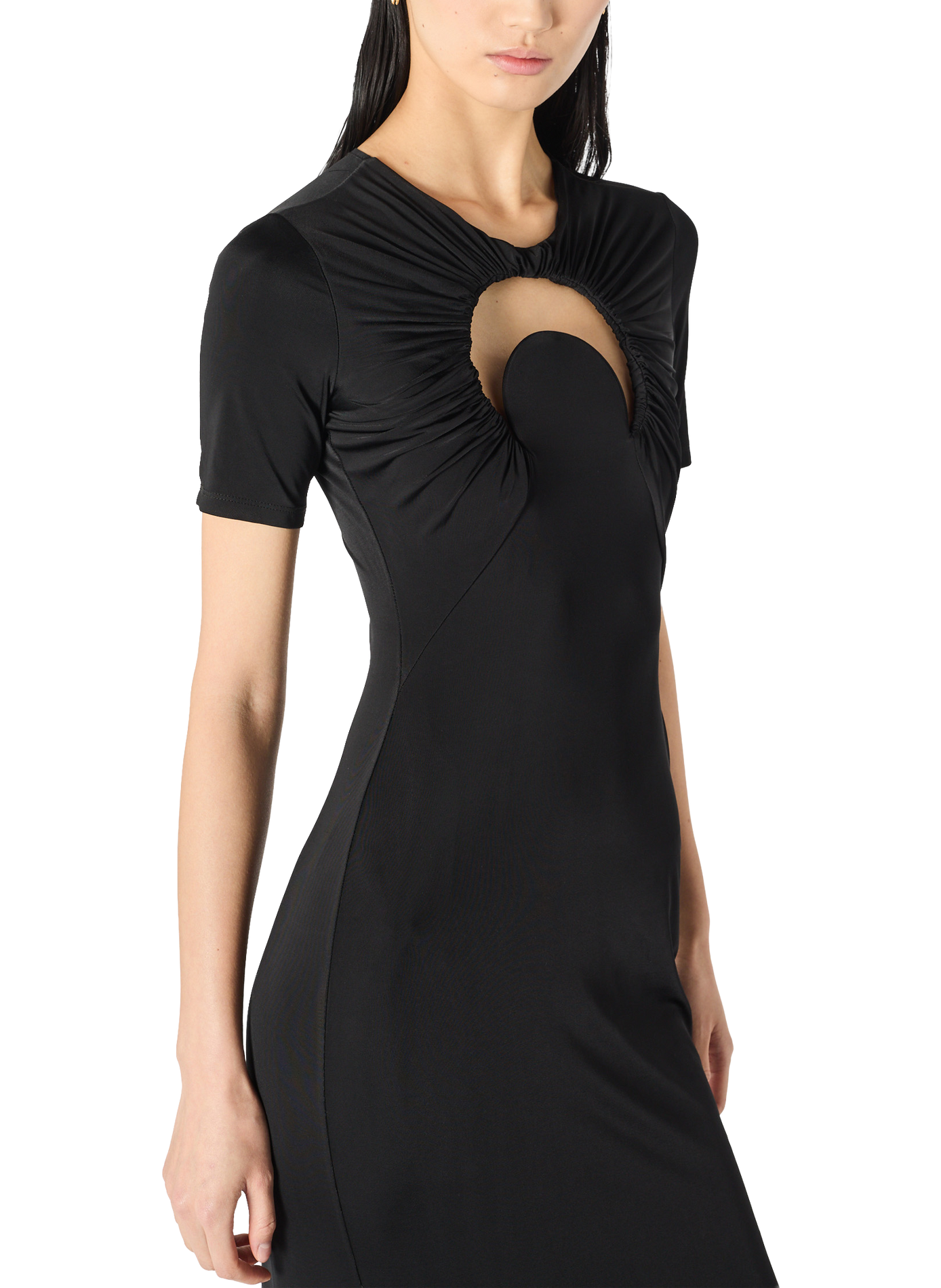 Robe longue froncée moon MARINE SERRE Zwart