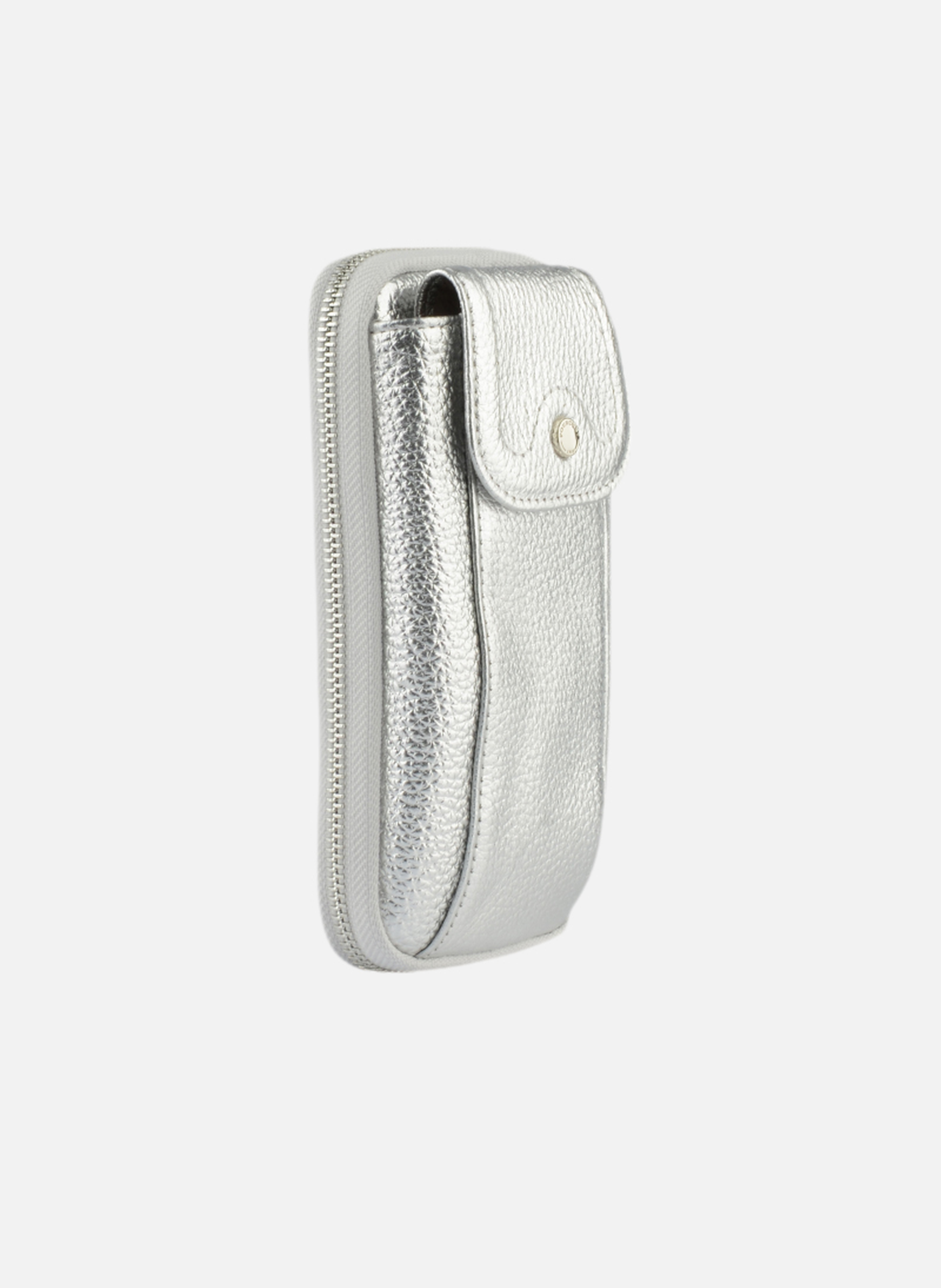 Club | etui téléphone portable en cuir de veau grainé POURCHET Argent