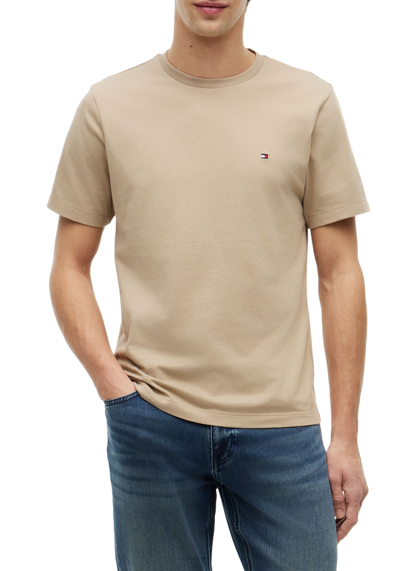 Round-neck cotton T-shirt | Beige TOMMY HILFIGER Men