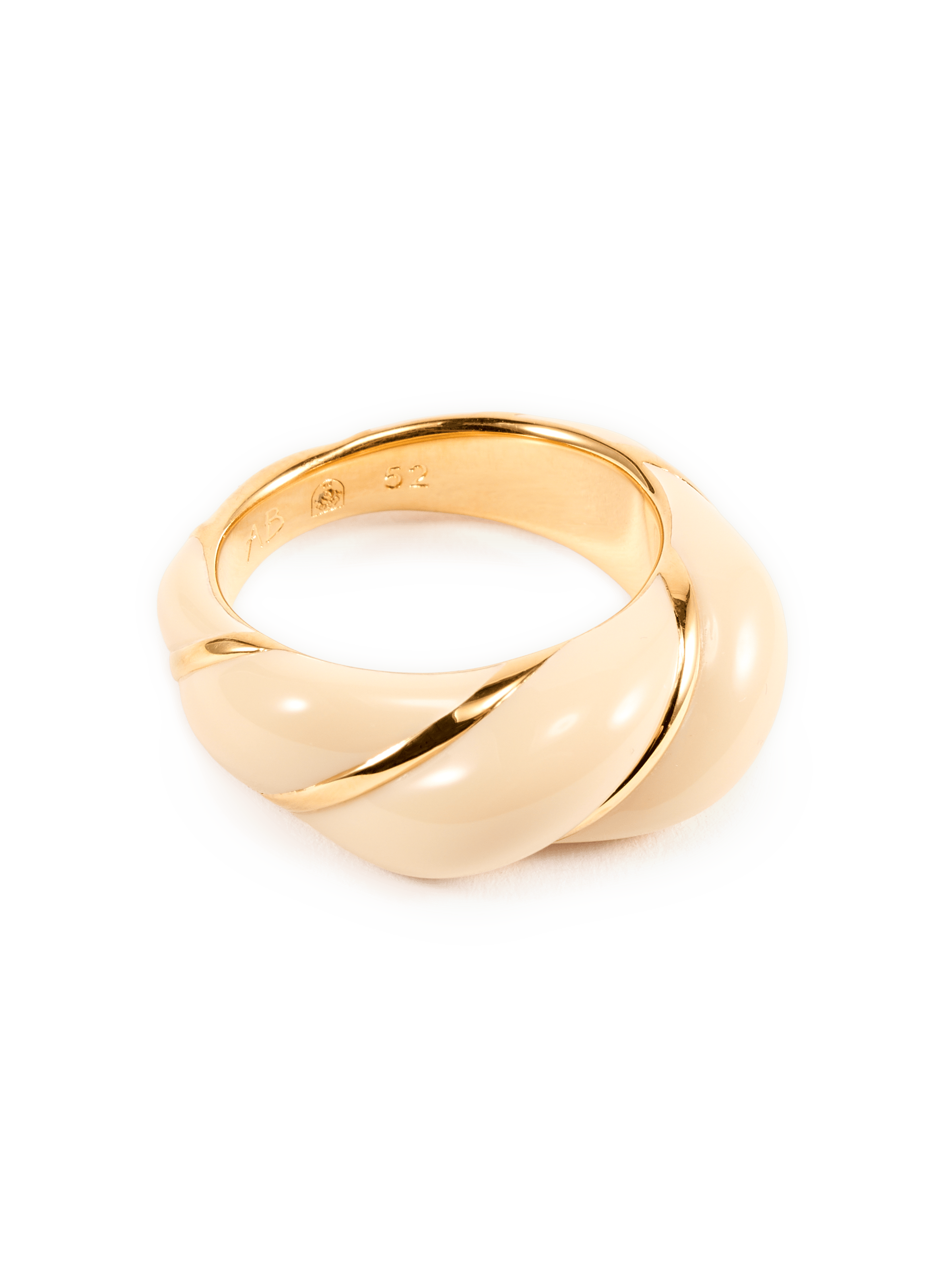 Bague torsadée Diana en laiton et plaqué or | Beige AURELIE BIDERMANN Femme