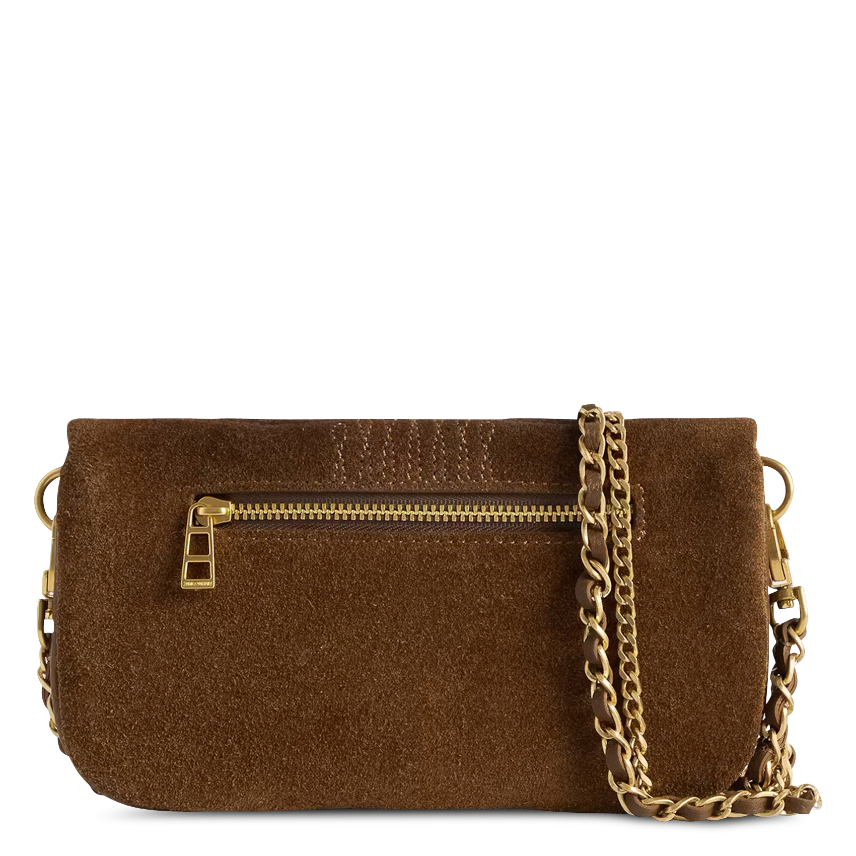 Sac bandoulière en cuir velours rock mini ZADIG&VOLTAIRE Marron