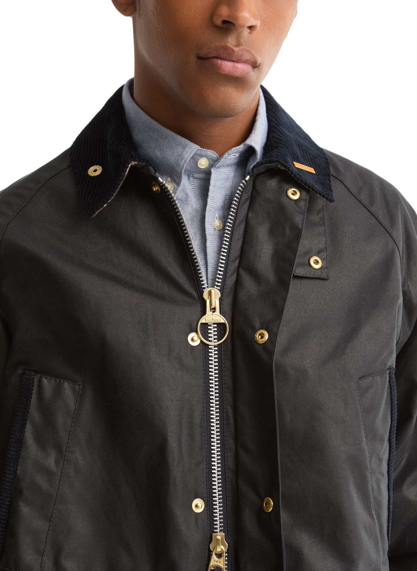 Veste col montant en coton BARBOUR Bleu