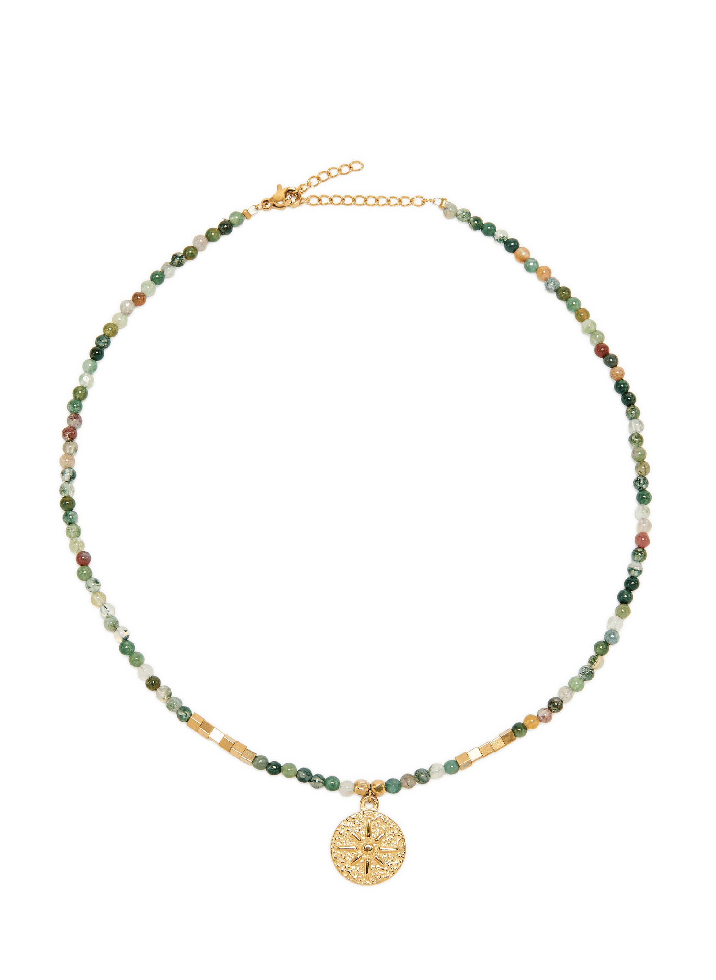 Collier pendentif avec pierres de gemmes AU PRINTEMPS PARIS Vert
