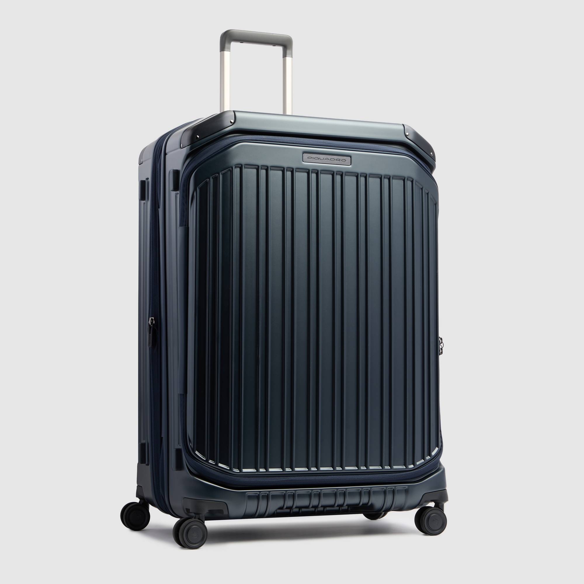 Large 4 wheel suitcase with dual opening PIQUADRO Blue