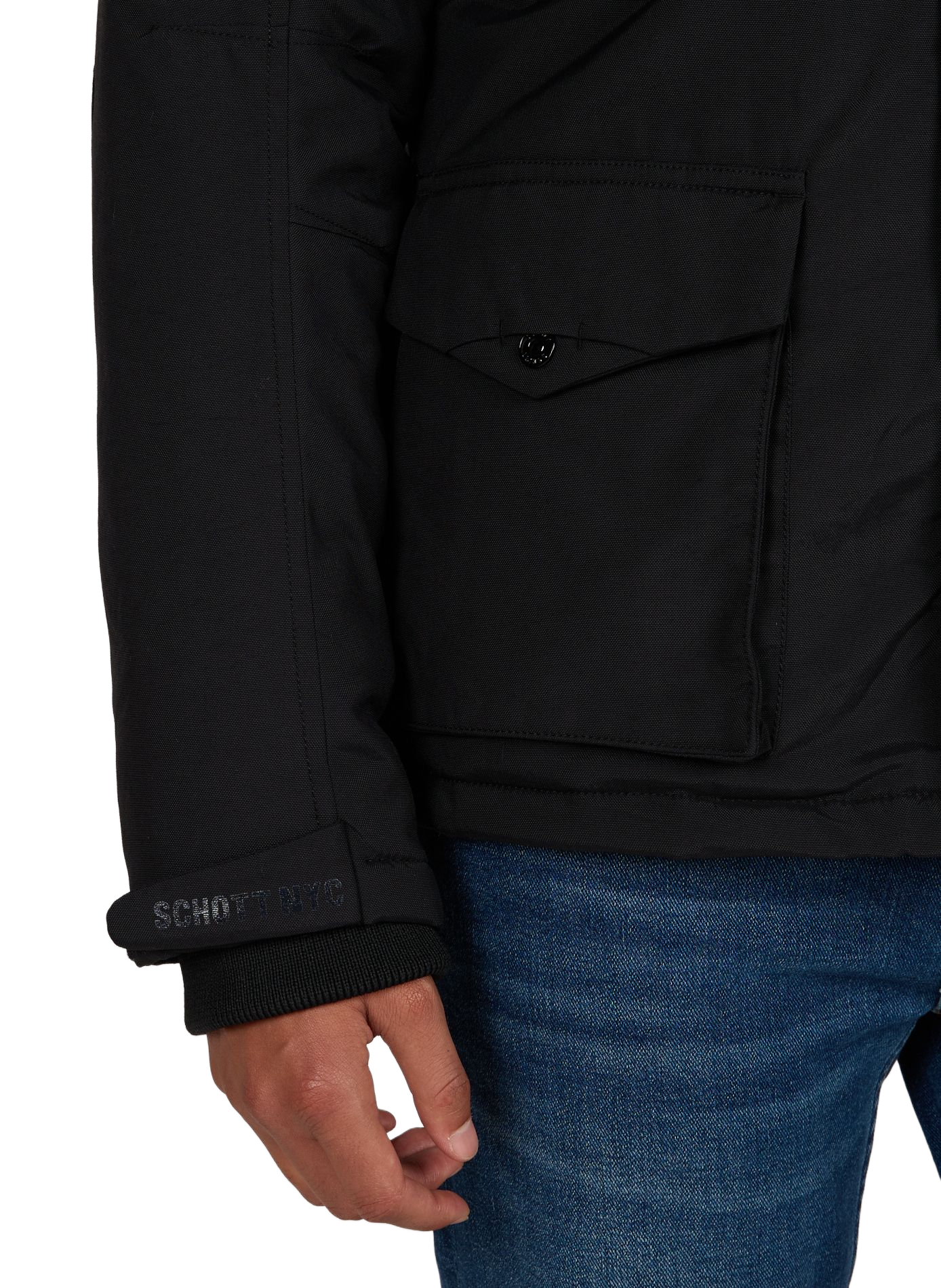 Blouson droit col montant zippé SCHOTT Noir