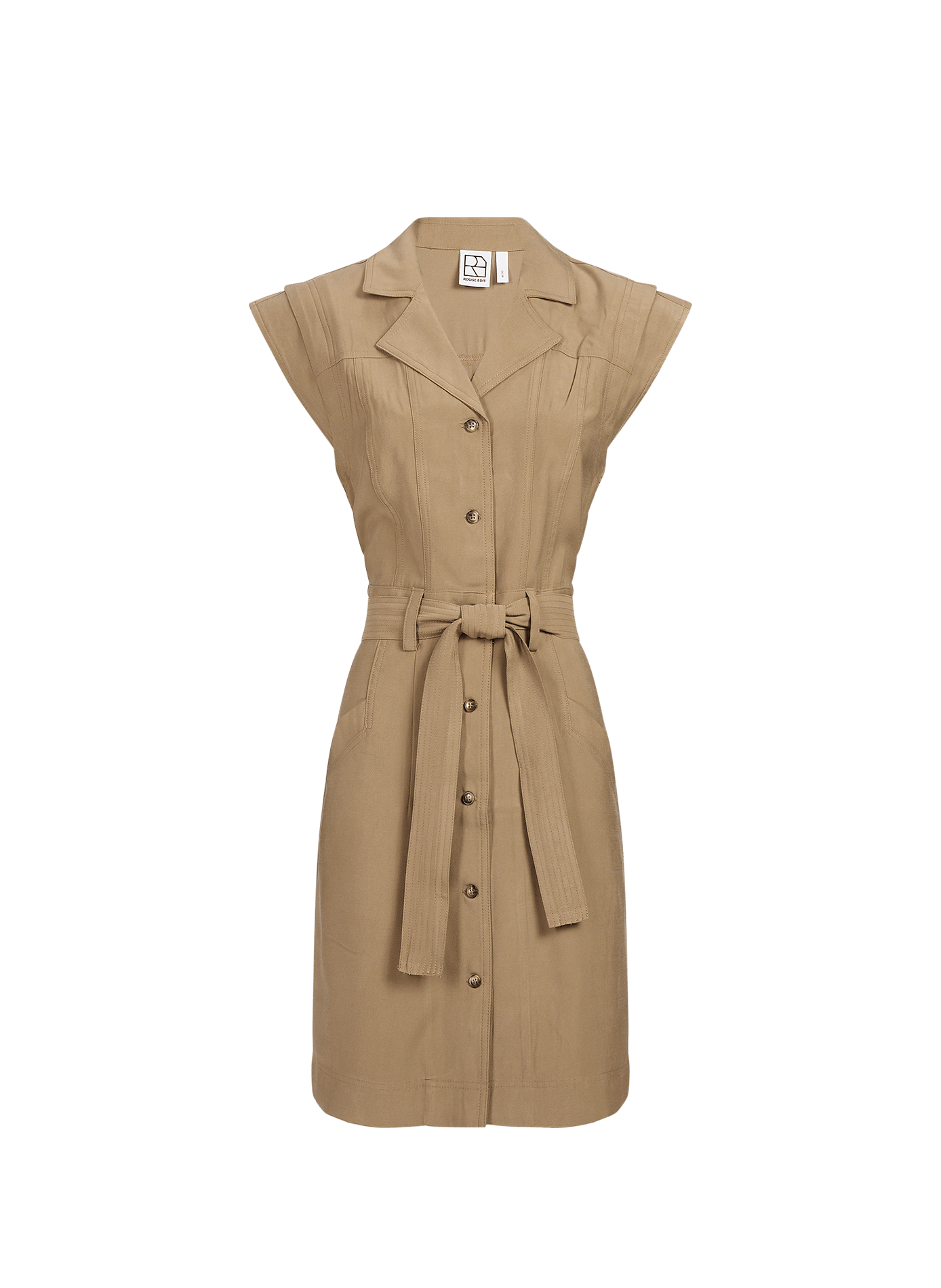 Short dress with tailored collar ROUGE EDIT Beige