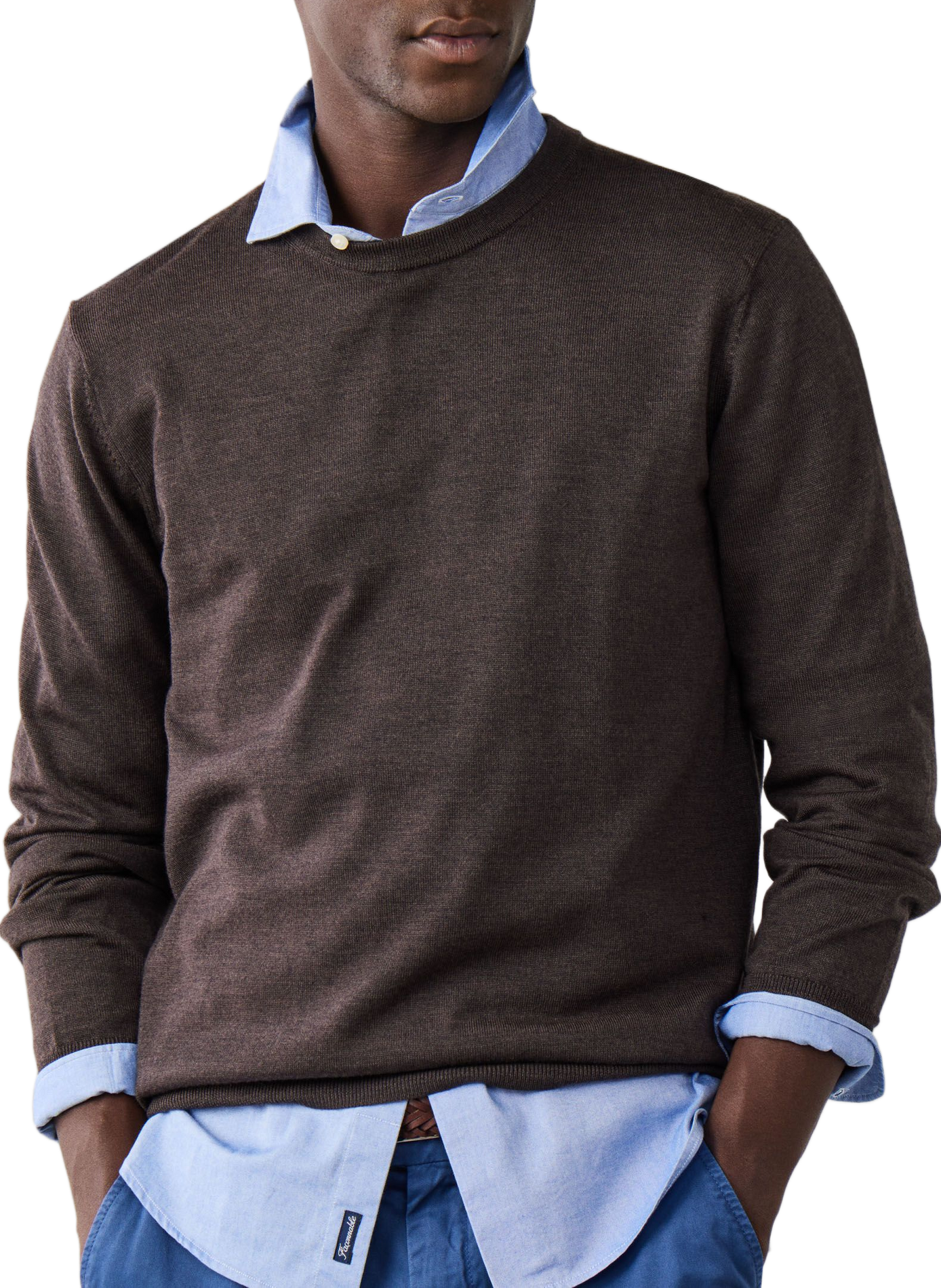 Pull droit col rond en laine FACONNABLE Brown