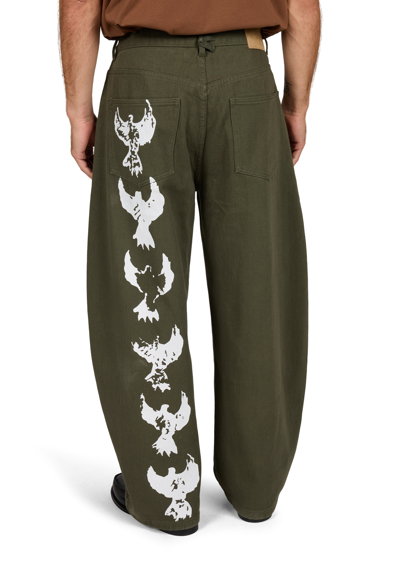 Plain barrel-leg wide-leg trousers KIDSUPER Green
