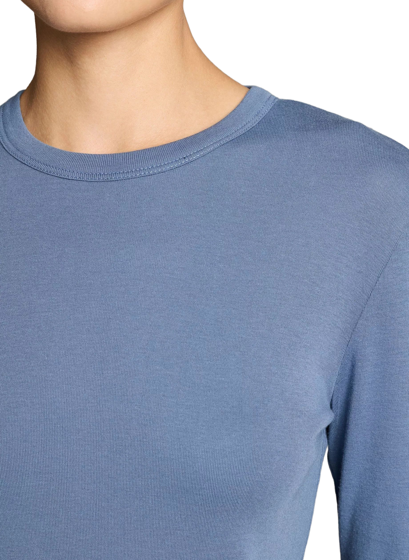 T-shirt manches longues en mélange de coton Pima VINCE Bleu