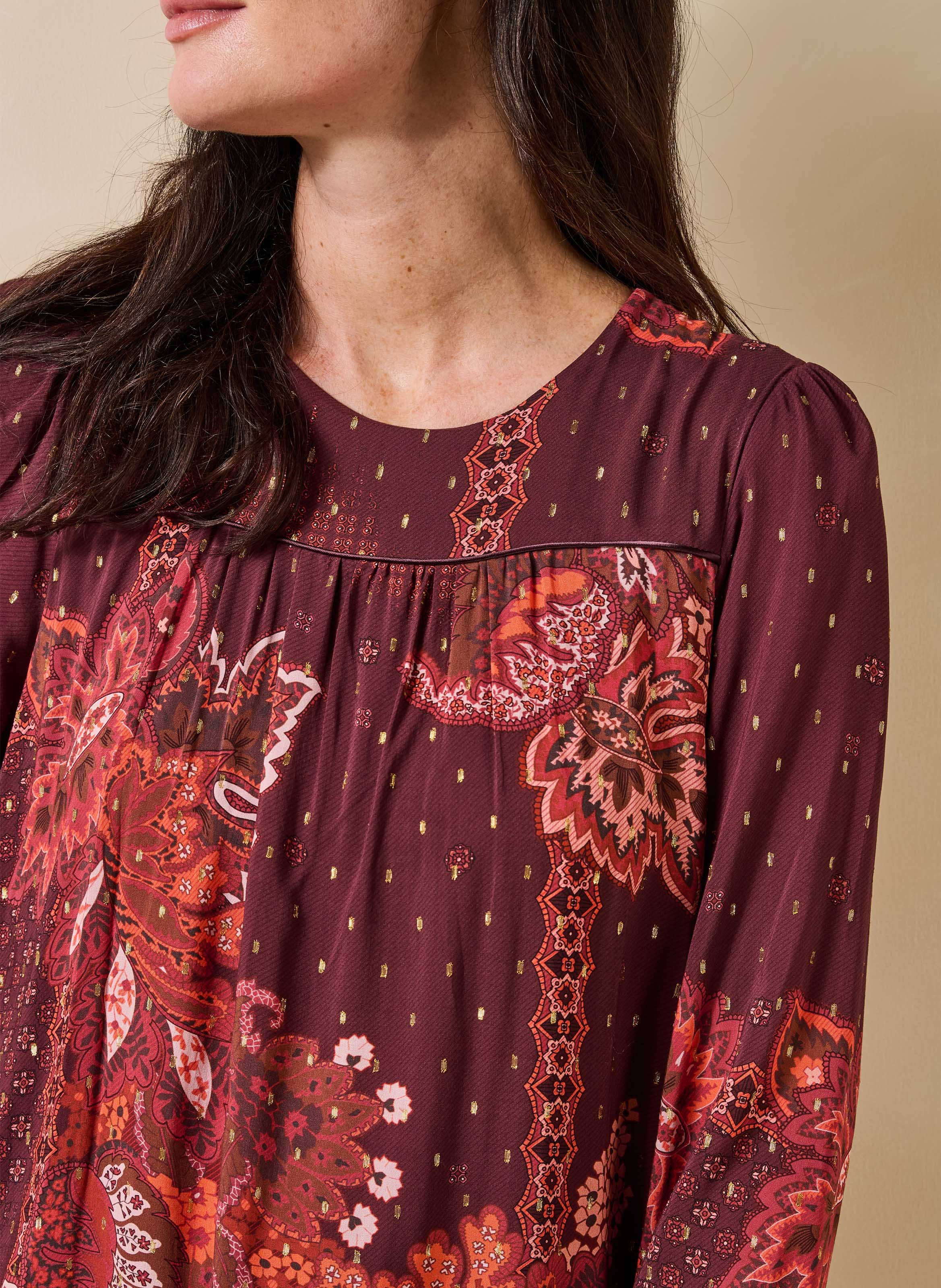 Korte rechte jurk met print LA FEE MARABOUTEE Rood