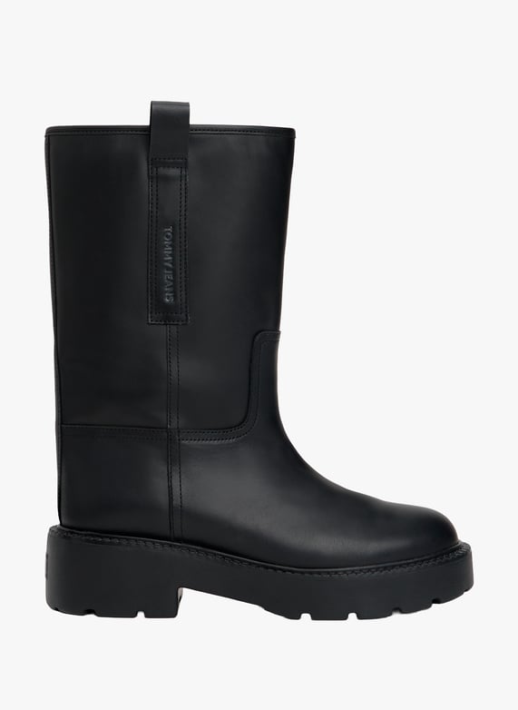 Bottes mi-Mollet en cuir Noir Tommy hilfiger Femme