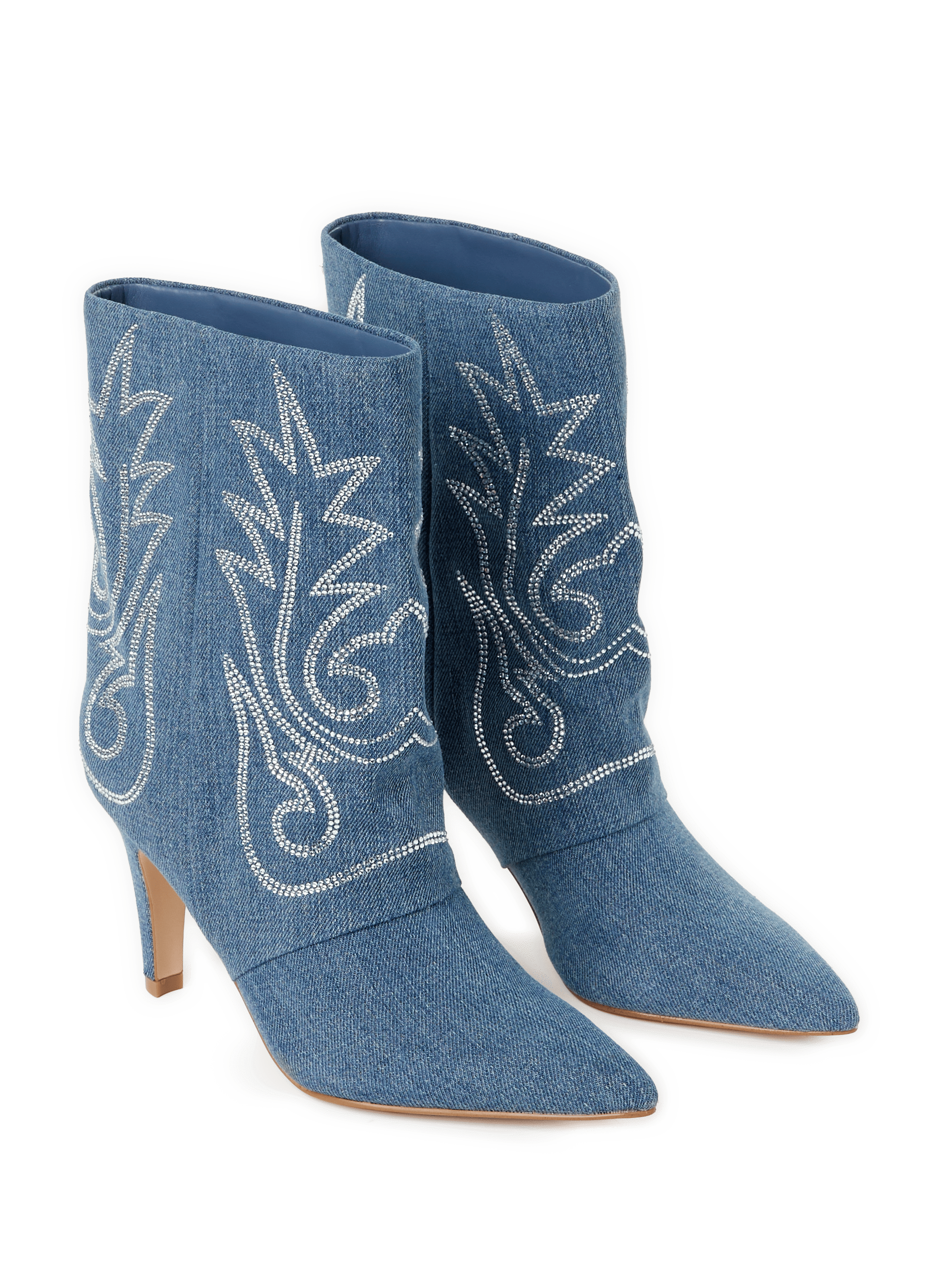 Stiletto heeled ankle boots in blended cotton GUESS Blue