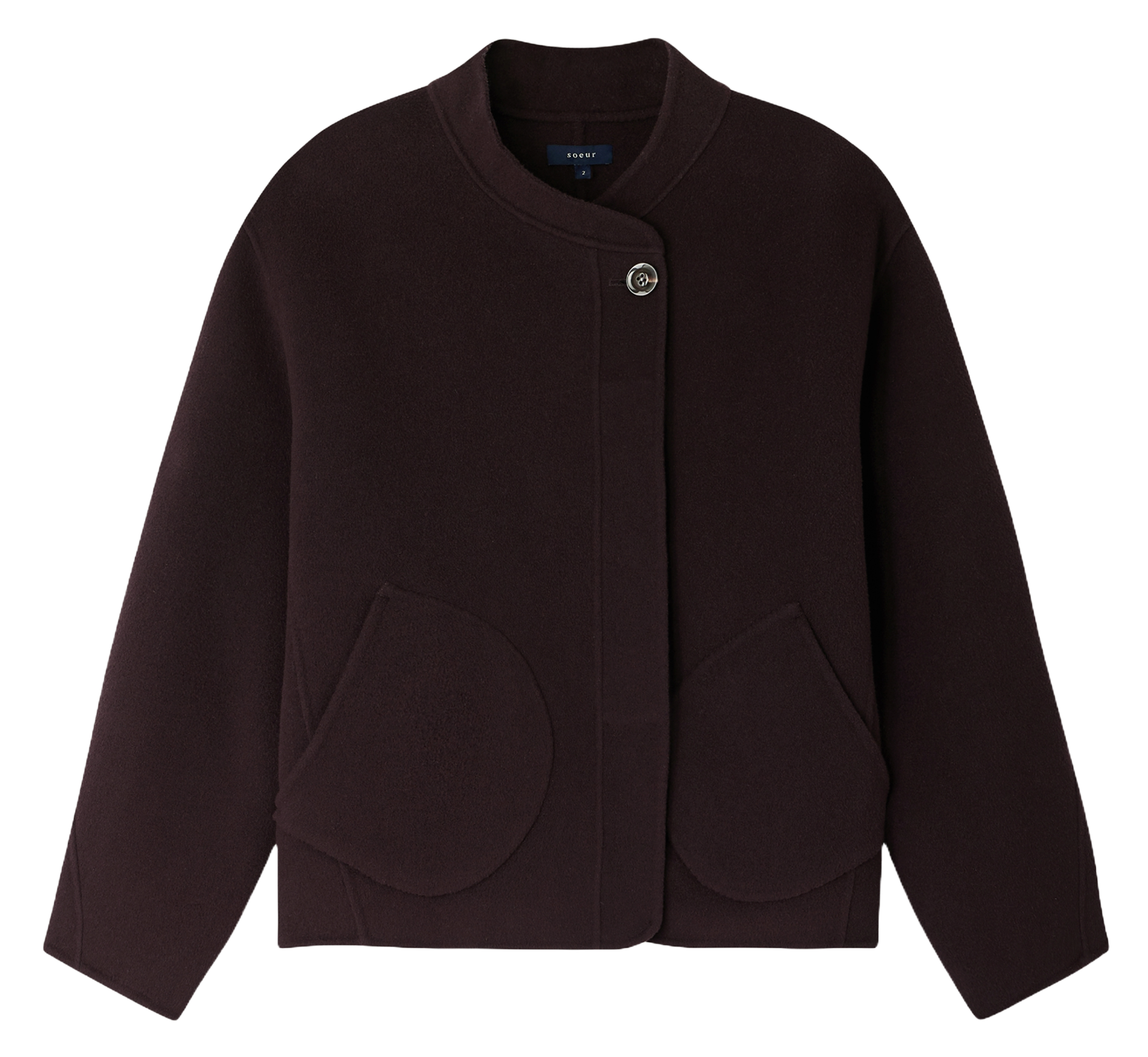 Manteau col rond en laine mélangée windsor SOEUR Violet