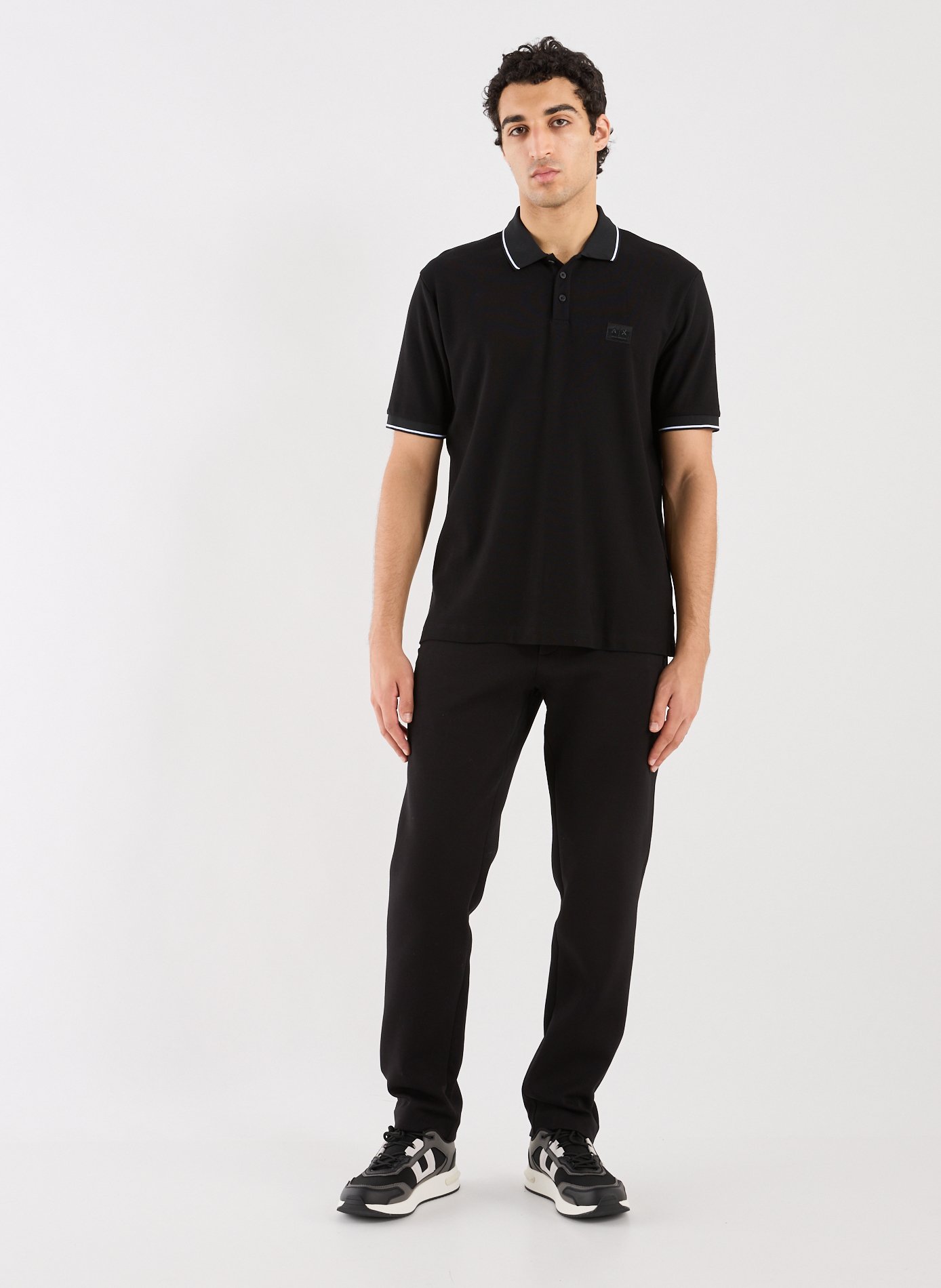 Straight cotton polo shirt ARMANI EXCHANGE Black