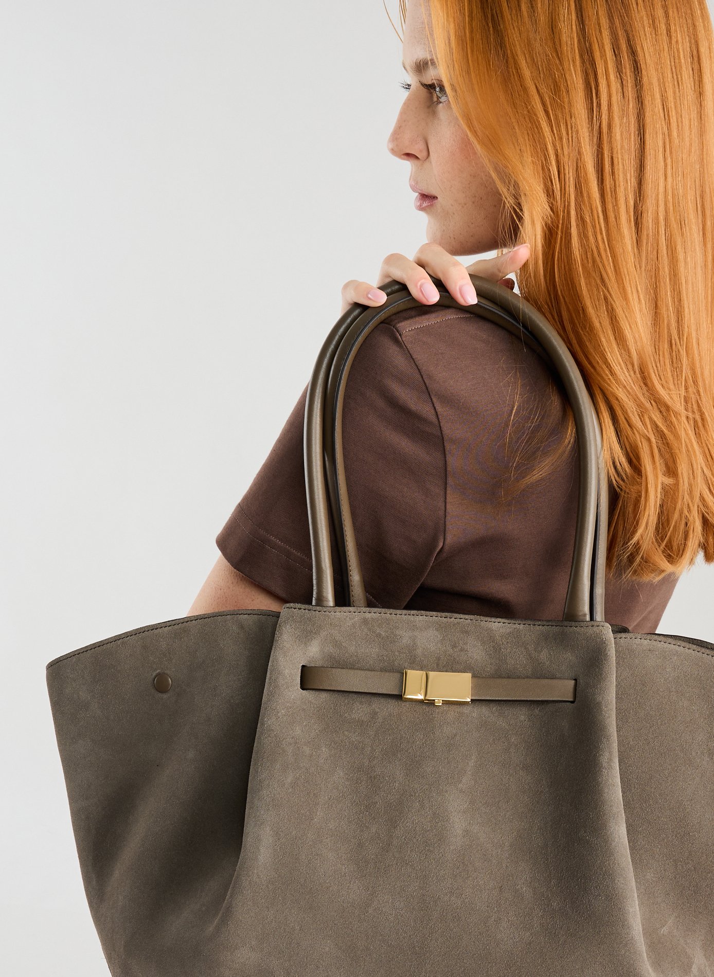 New York grained leather handbag DEMELLIER LONDON Grey