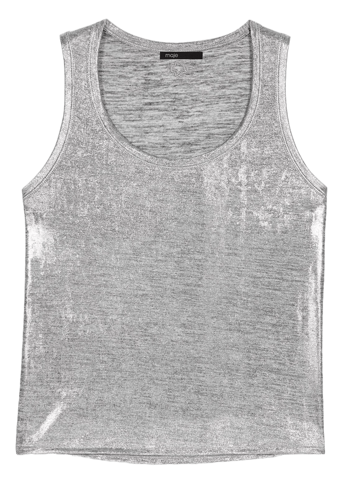 Débardeur droit en maille lamée MAJE Argent