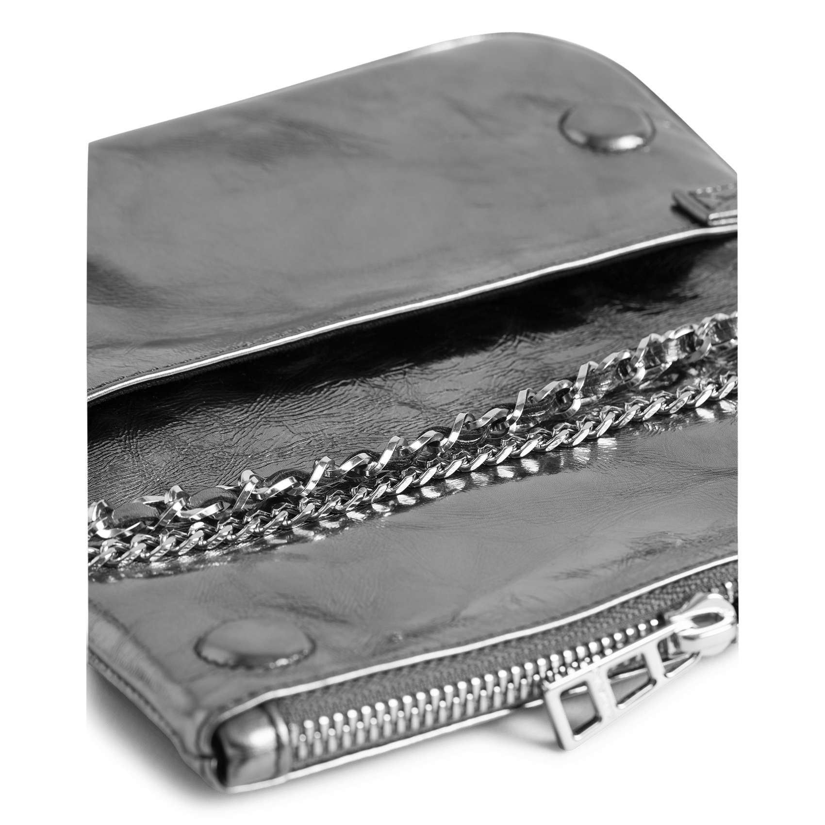 Pochette en cuir métalissé rock nano ZADIG&VOLTAIRE Gris