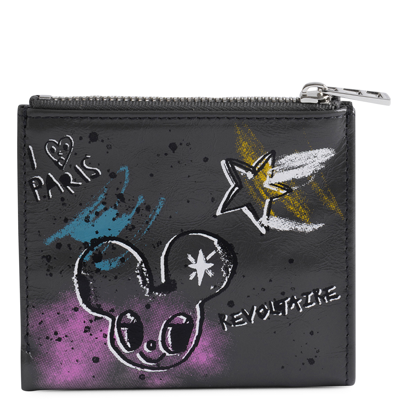 Portefeuille en cuir imprimé zv wallet ZADIG&VOLTAIRE Gris