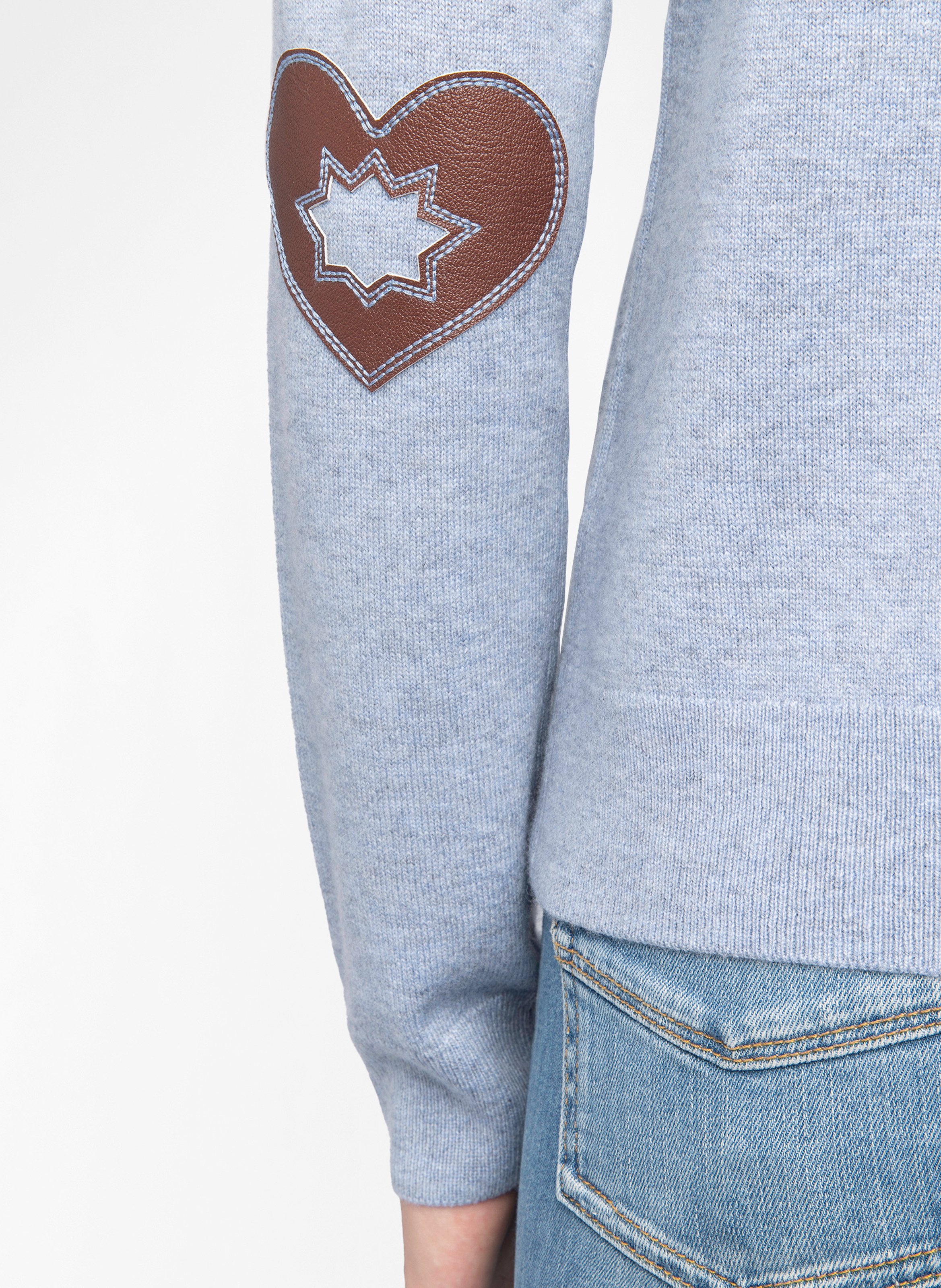 Pull col rond avec patch en cachemire cici ZADIG&VOLTAIRE Bleu