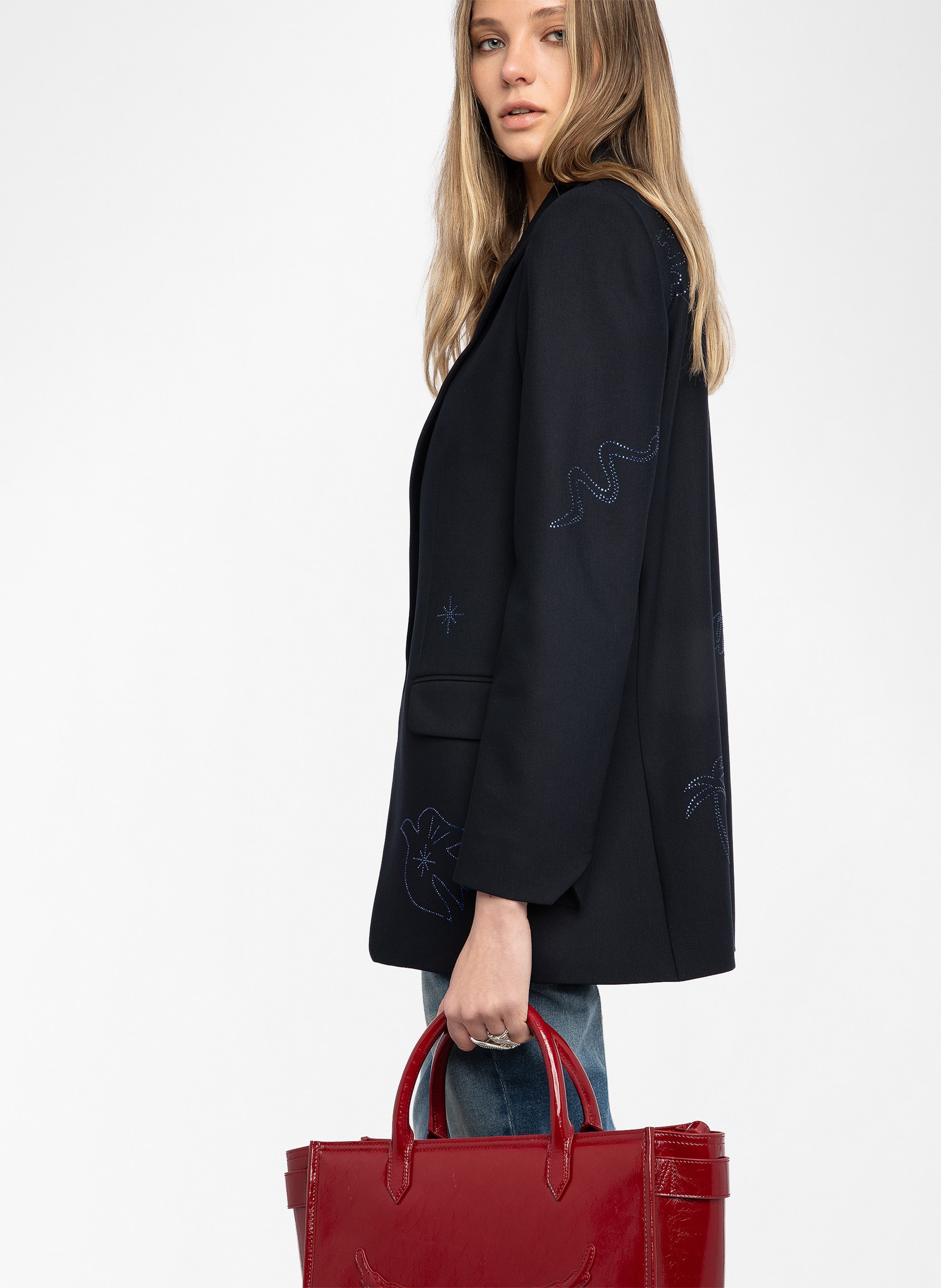 Veste col tailleur brodée vival ZADIG&VOLTAIRE Bleu