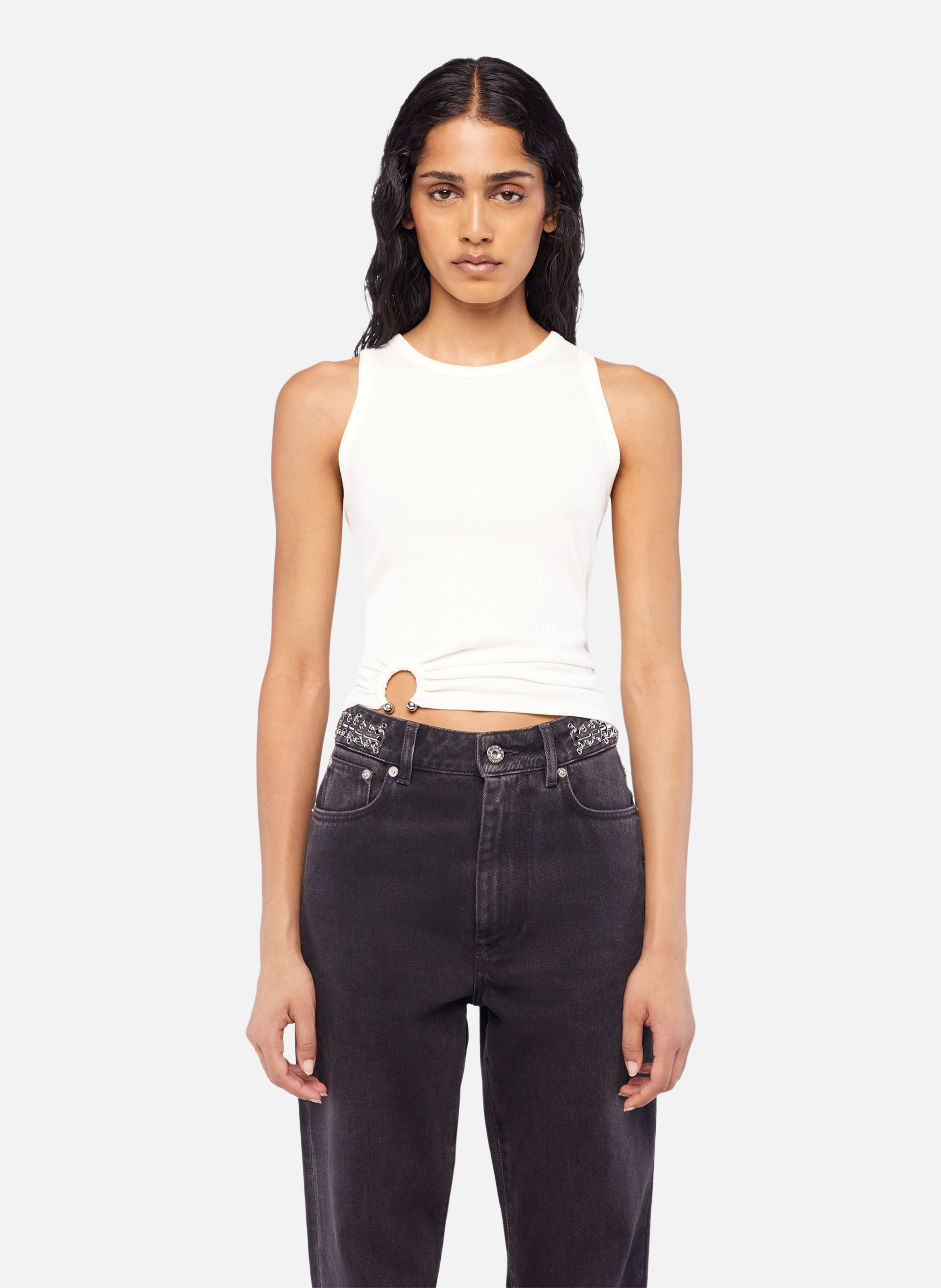 Débardeur à piercing RABANNE Blanc