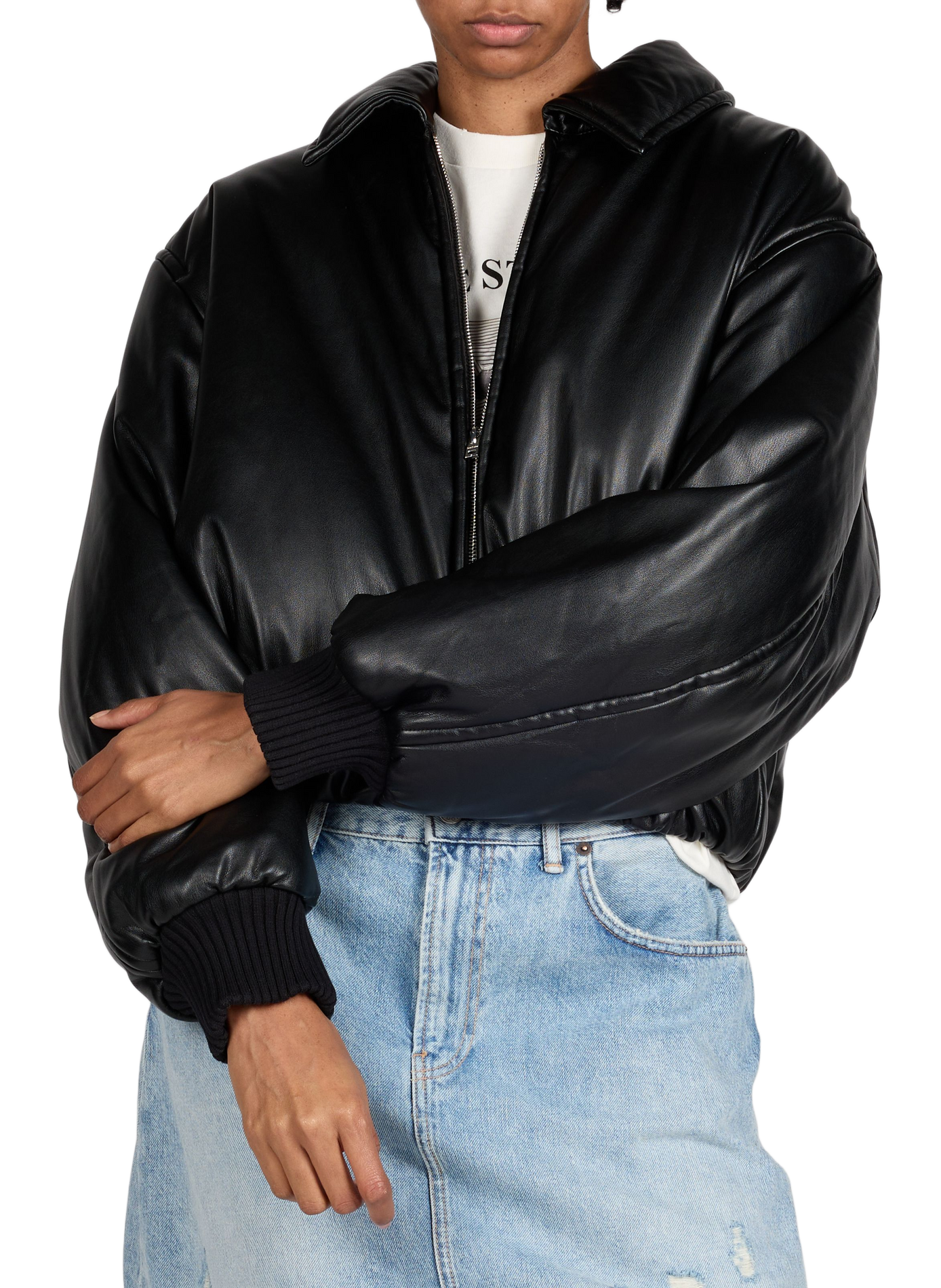 Oversized solid color jacket with classic collar ACNE STUDIOS Black