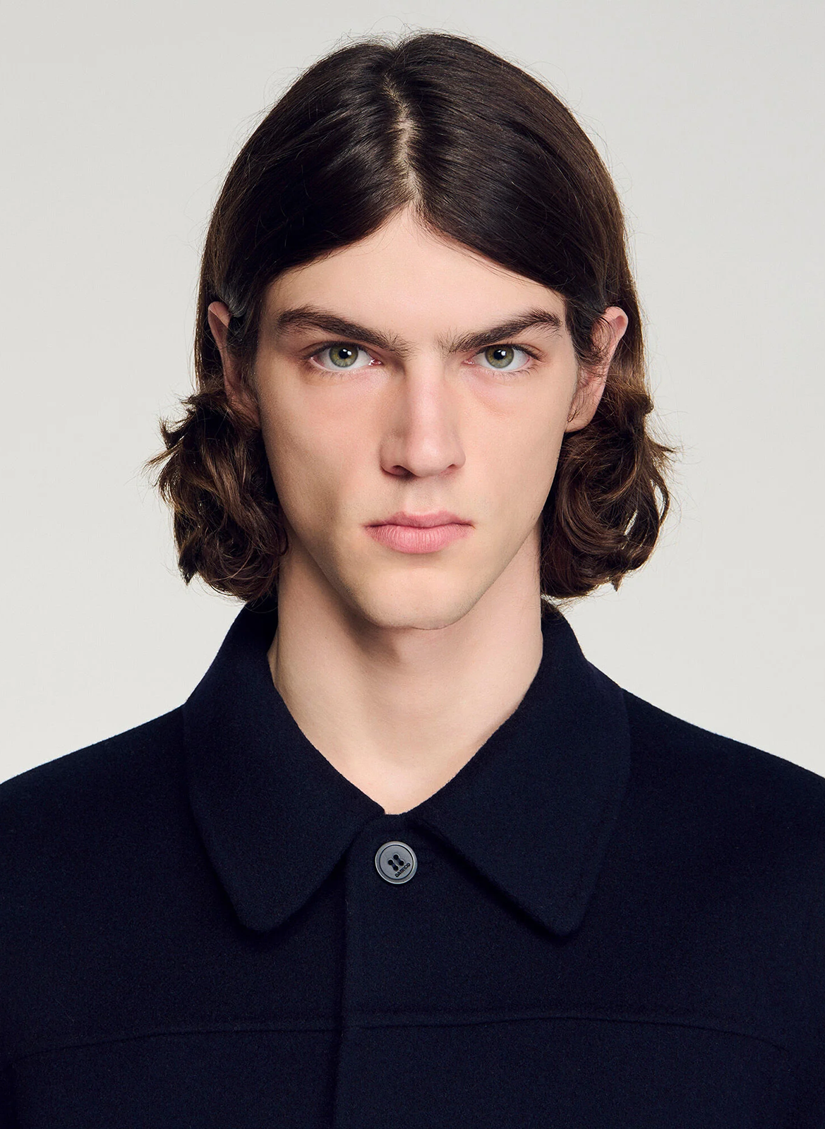 Blouson col classique en laine mélangée SANDRO Bleu