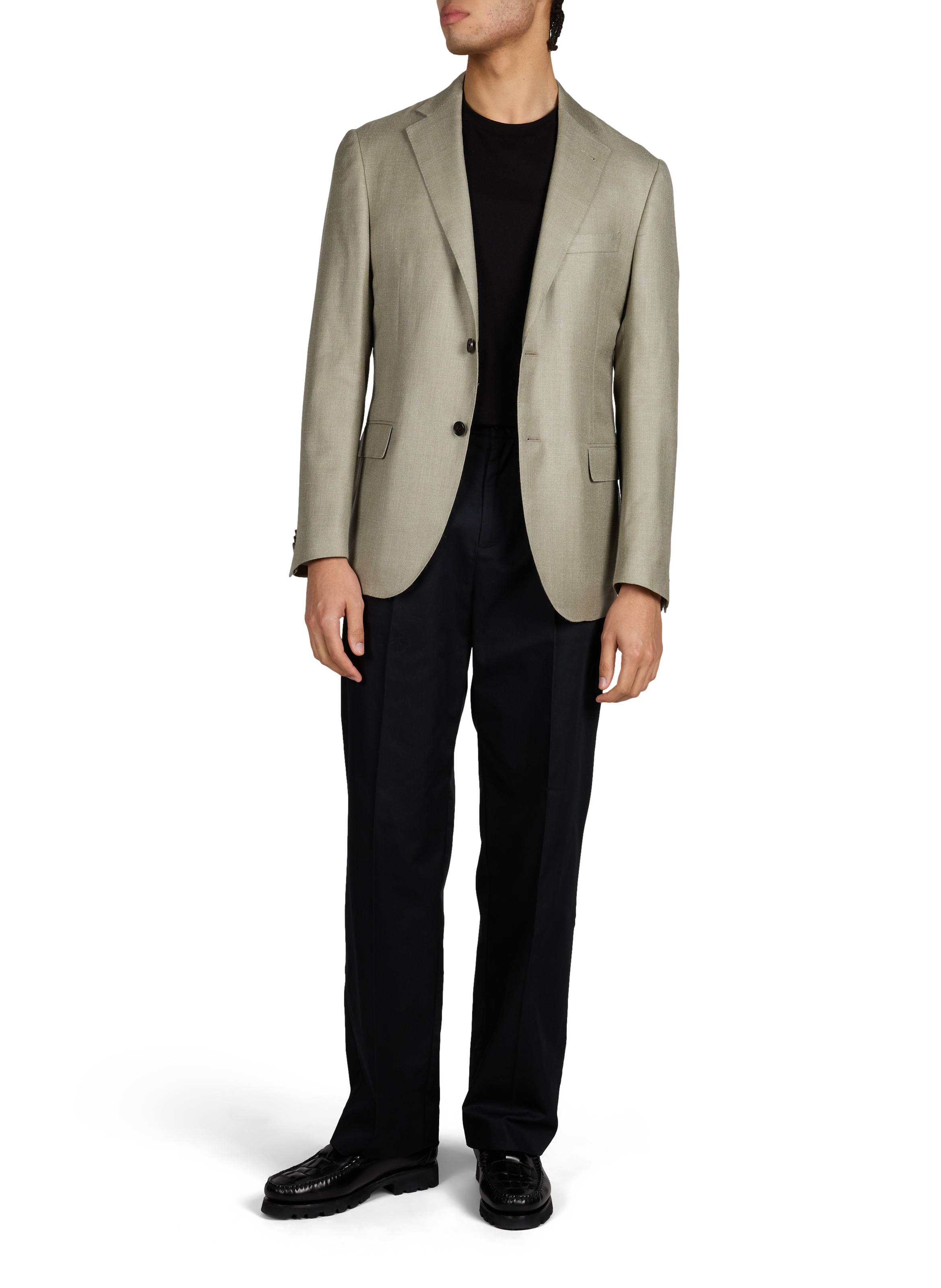 Blazer tweed en laine vierge, soie et lin CORNELIANI Beige