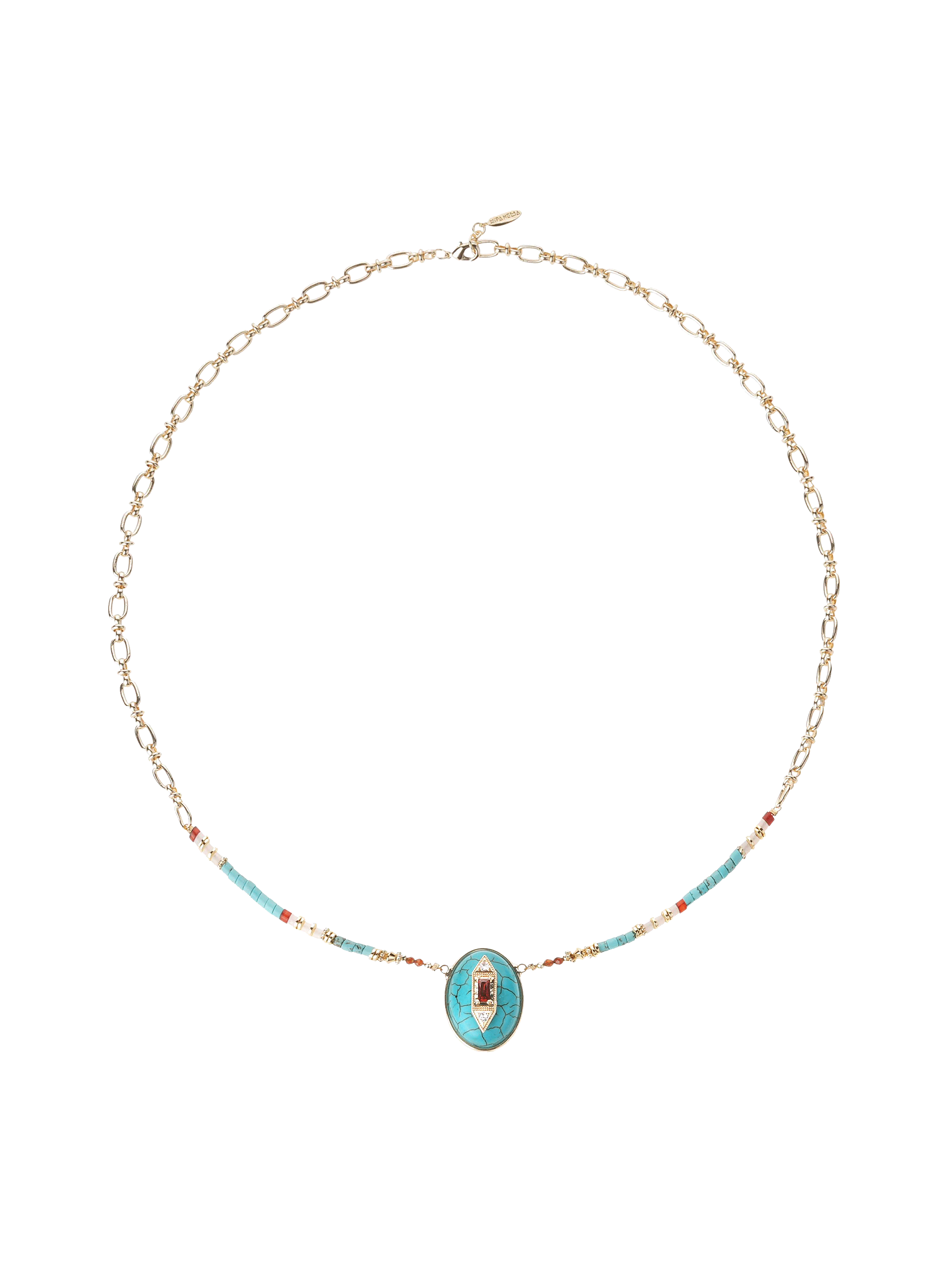 Collier chaîne avec perles et pendentif ketal HIPANEMA Bleu