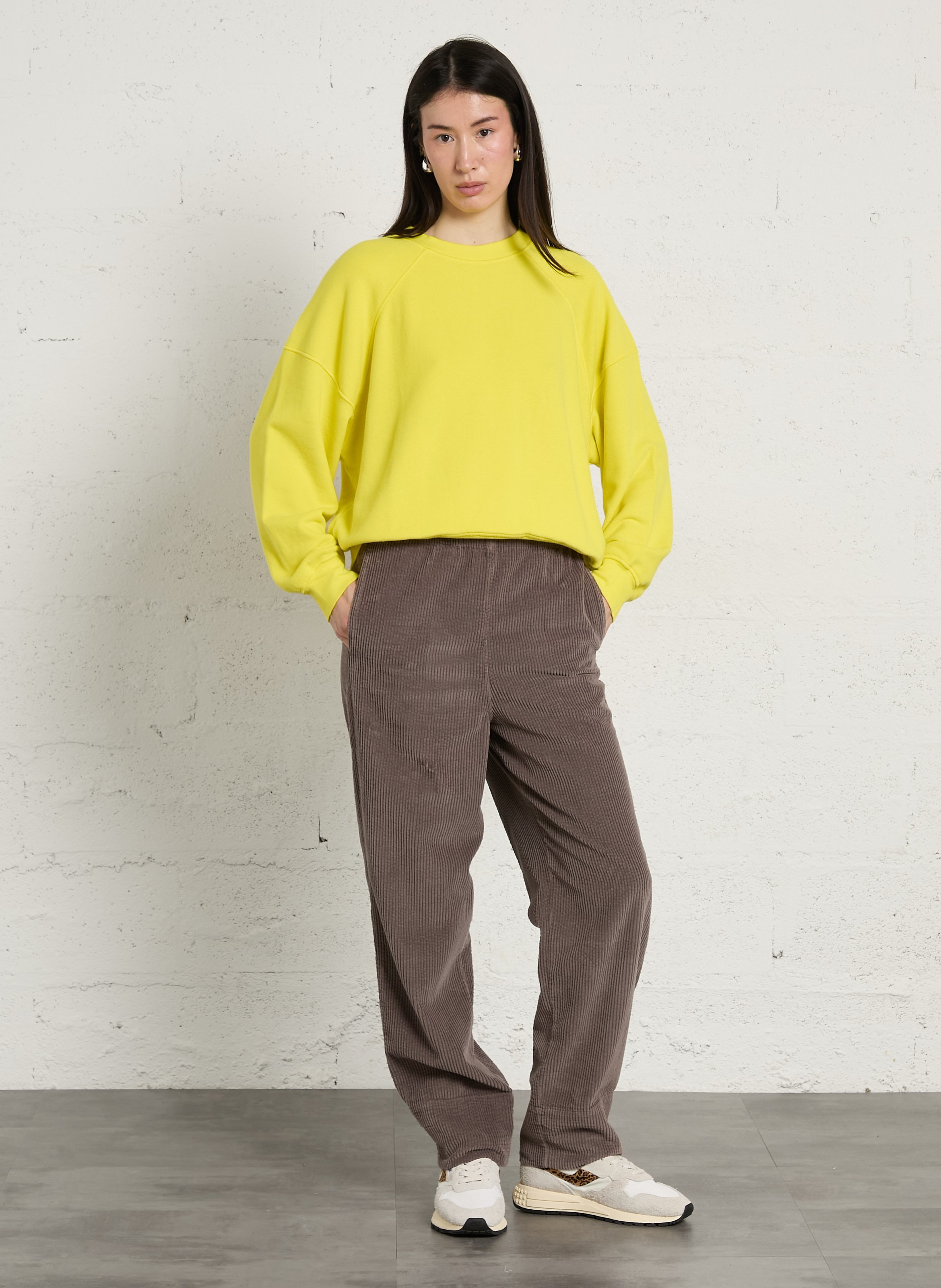 Sweat oversize col rond en coton mélangé atubay AMERICAN VINTAGE Jaune