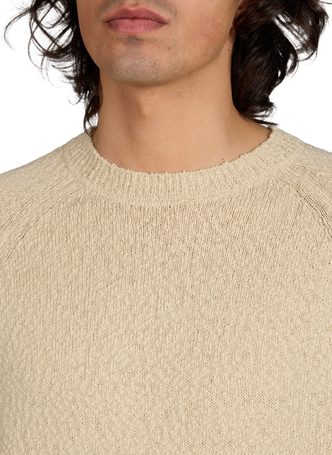 Pull texturé col rond en coton CLOSED Beige