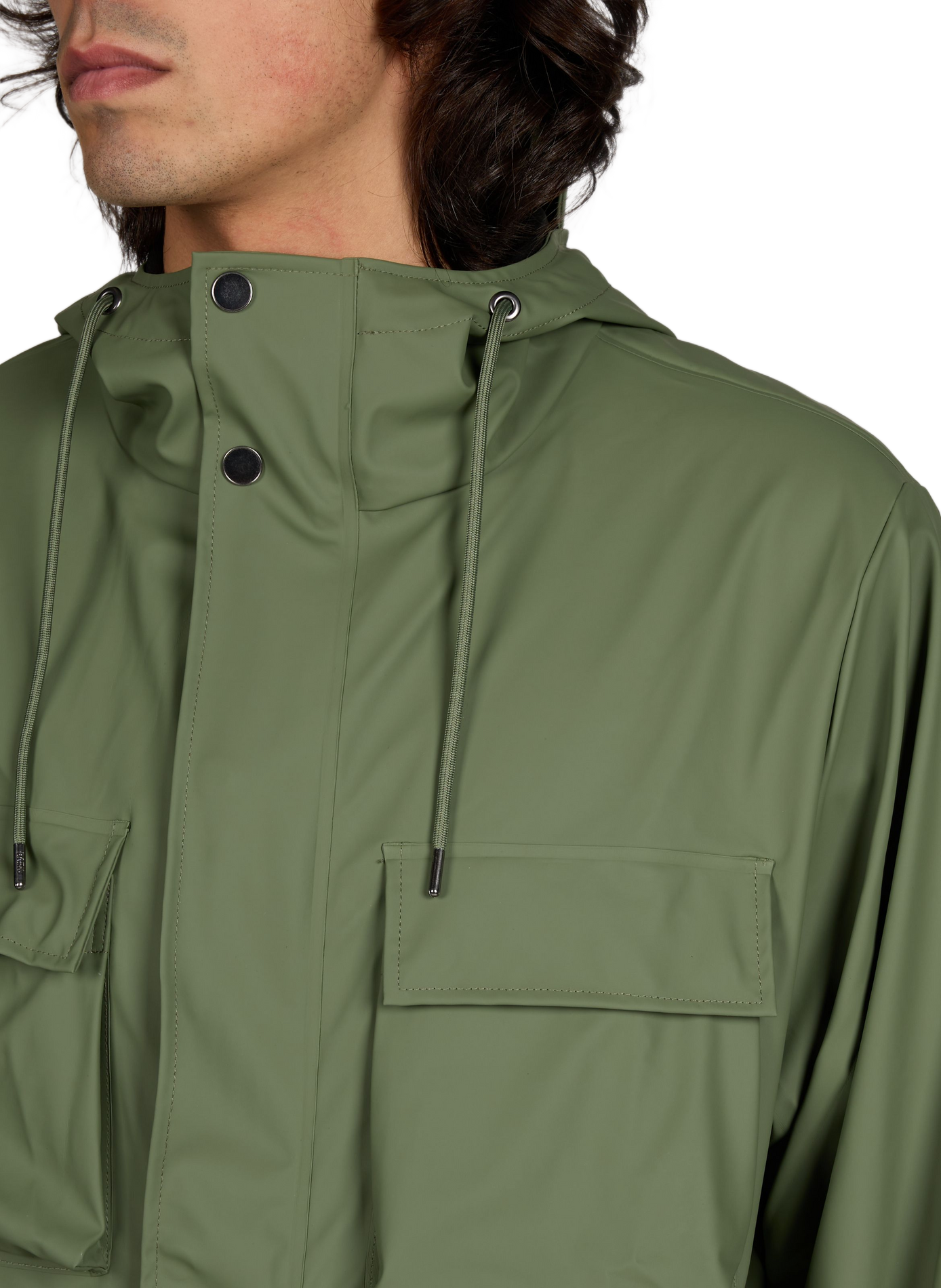 Veste imperméable Pocket Jacket W3 à capuche RAINS Vert
