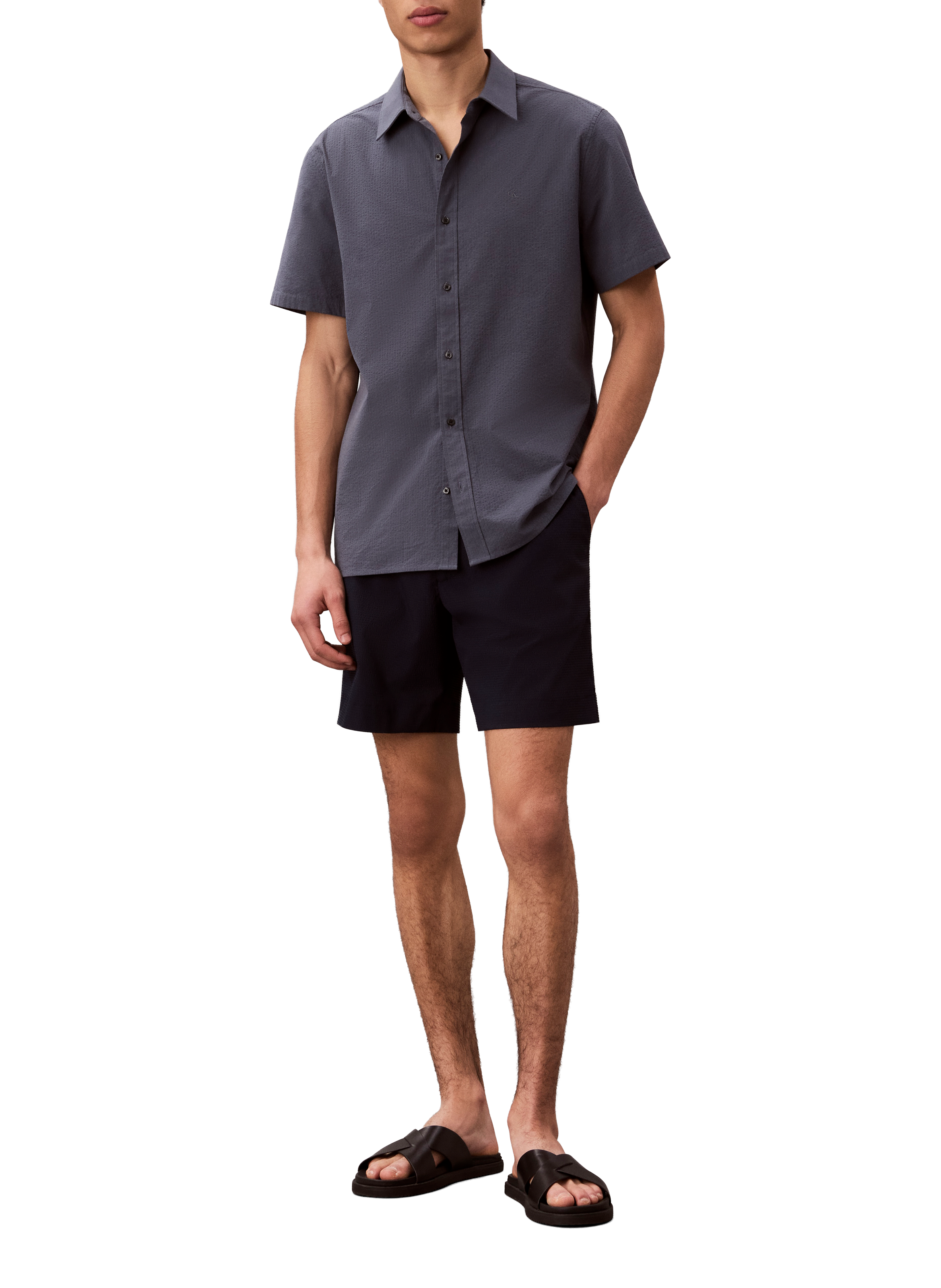 Short droit en tissu seersucker CALVIN KLEIN Bleu