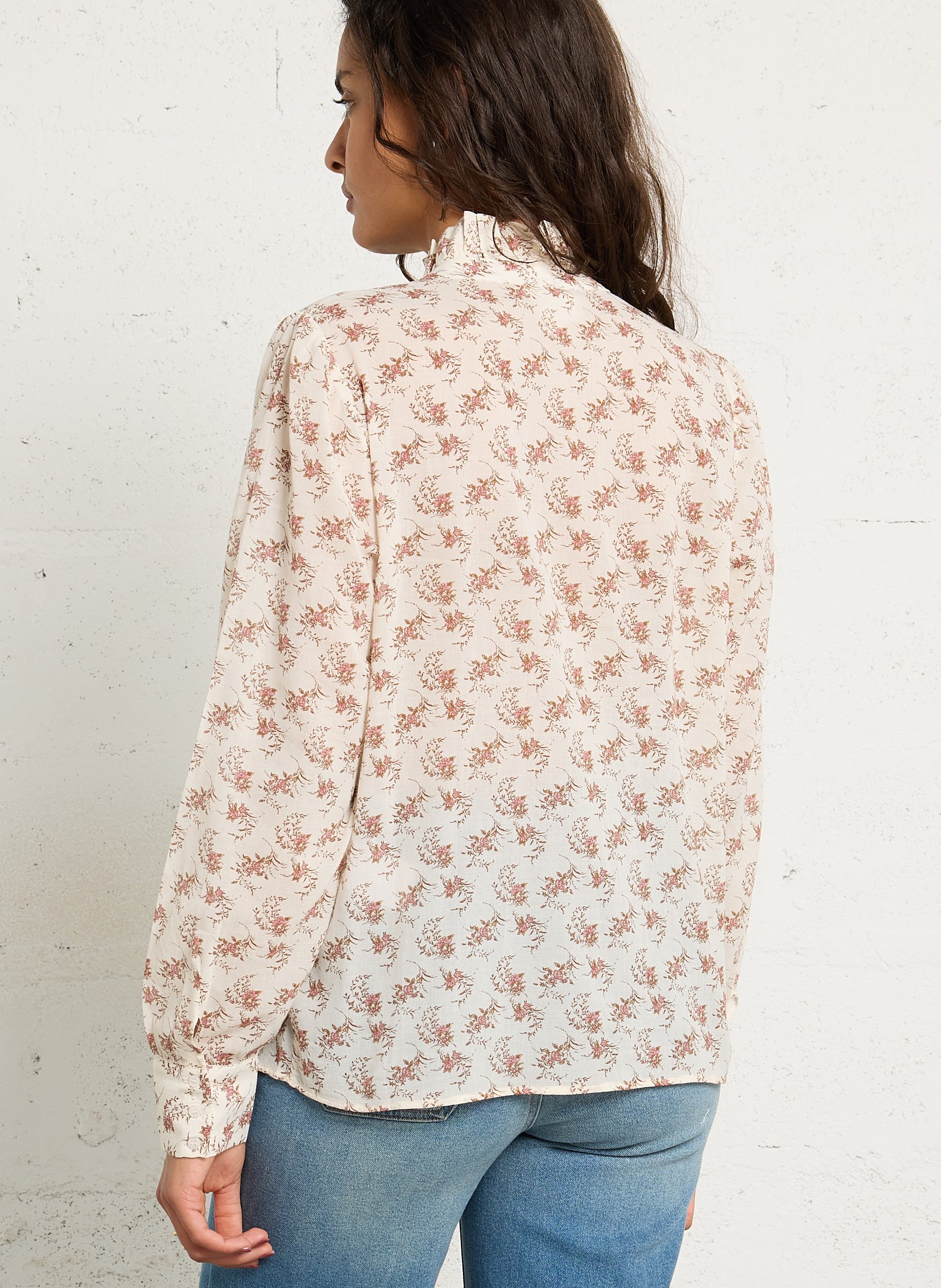 Chemise imprimée col victorien salia MAISON 123 Beige