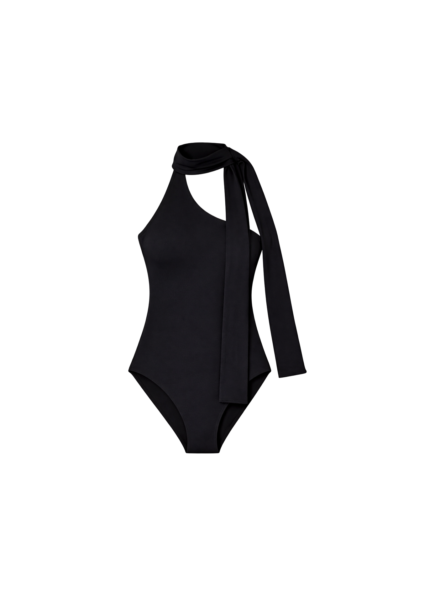 Maillot de bain une pièce asymétrique avec foulard nouable SHAN Noir