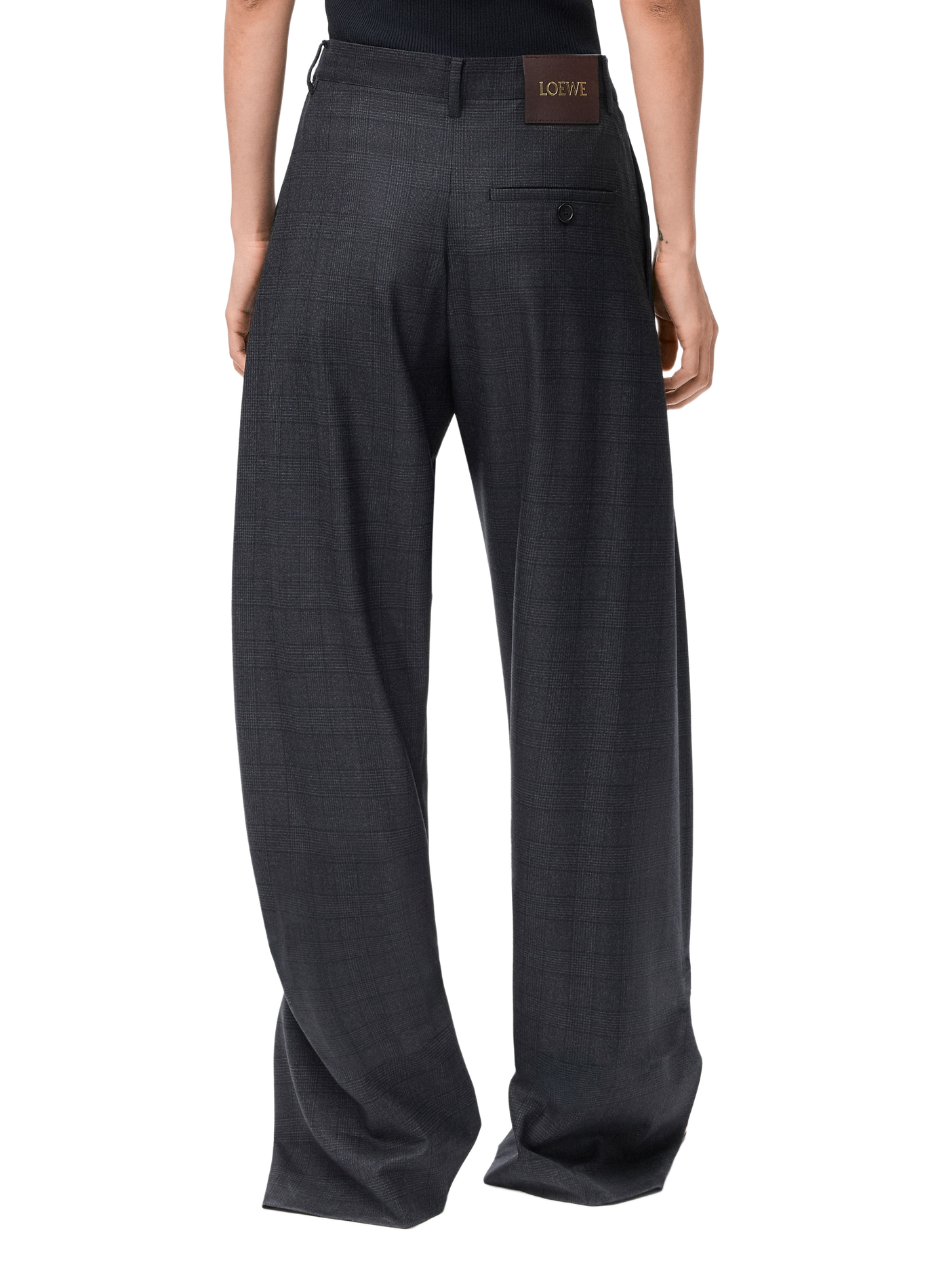 Pantalon tailleur ceinturé en laine LOEWE Gris