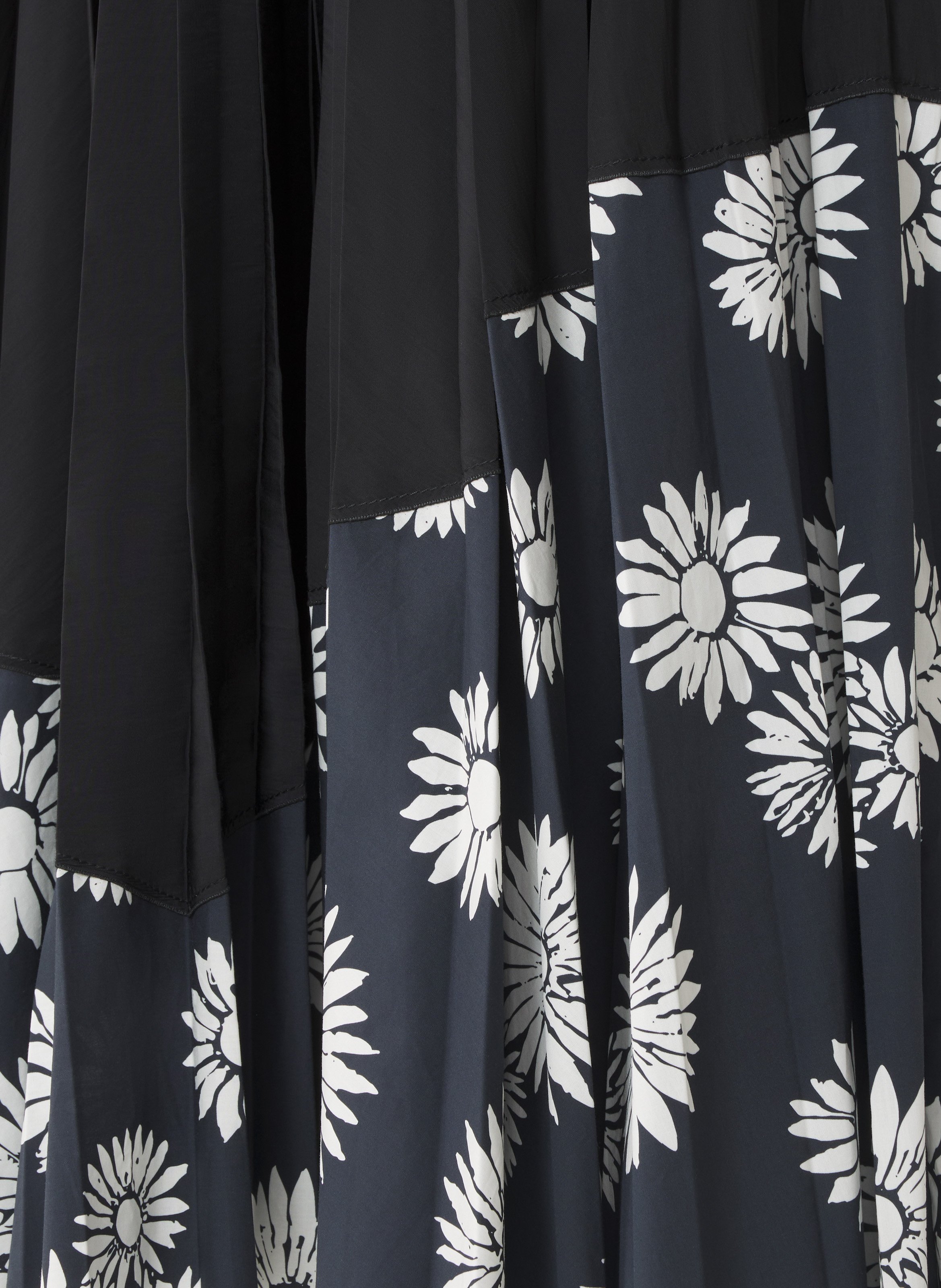 Robe plissée en charmeuse et coton imprimé LANVIN Noir