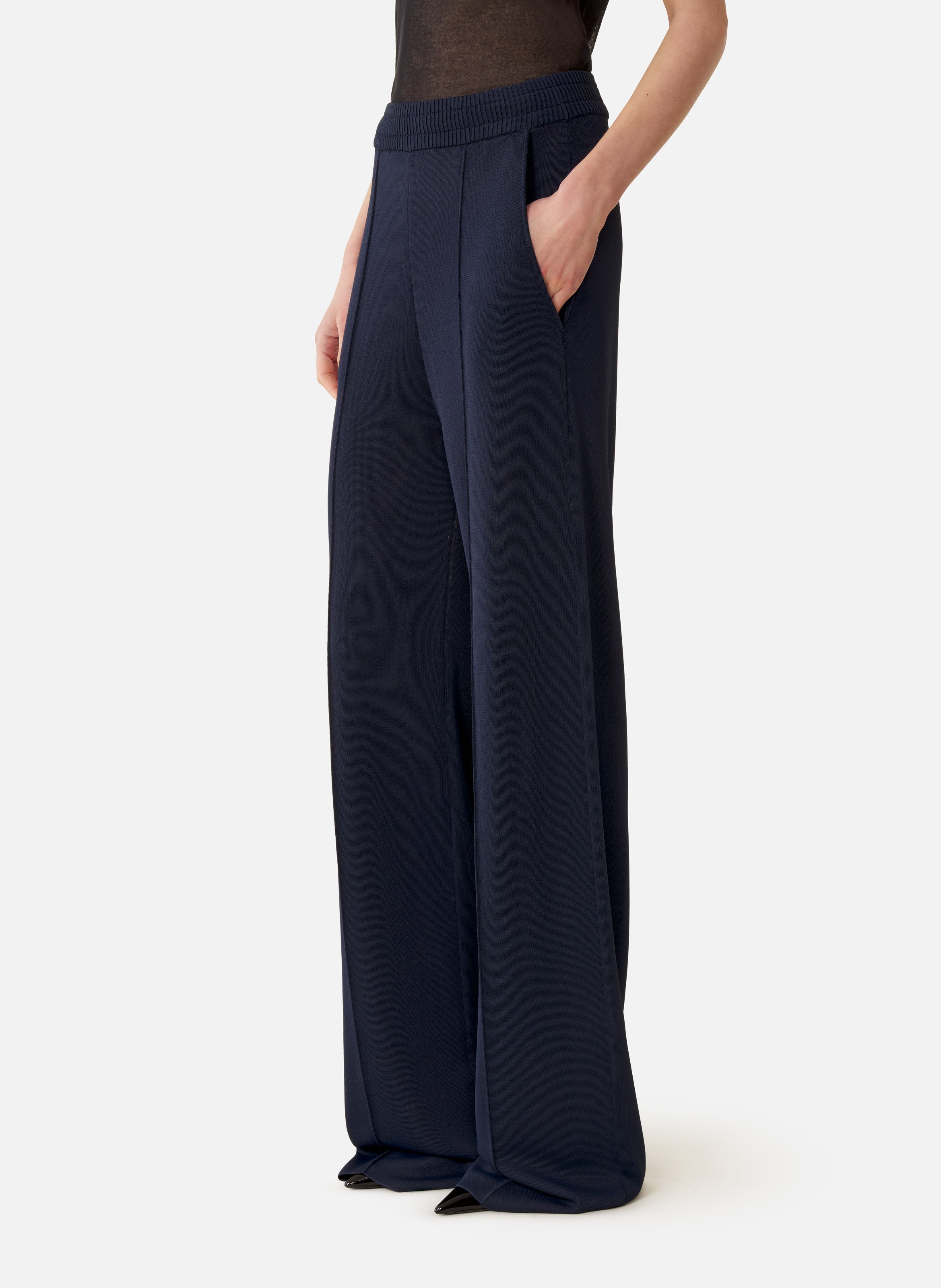 Pantalon large en viscose LANVIN Bleu