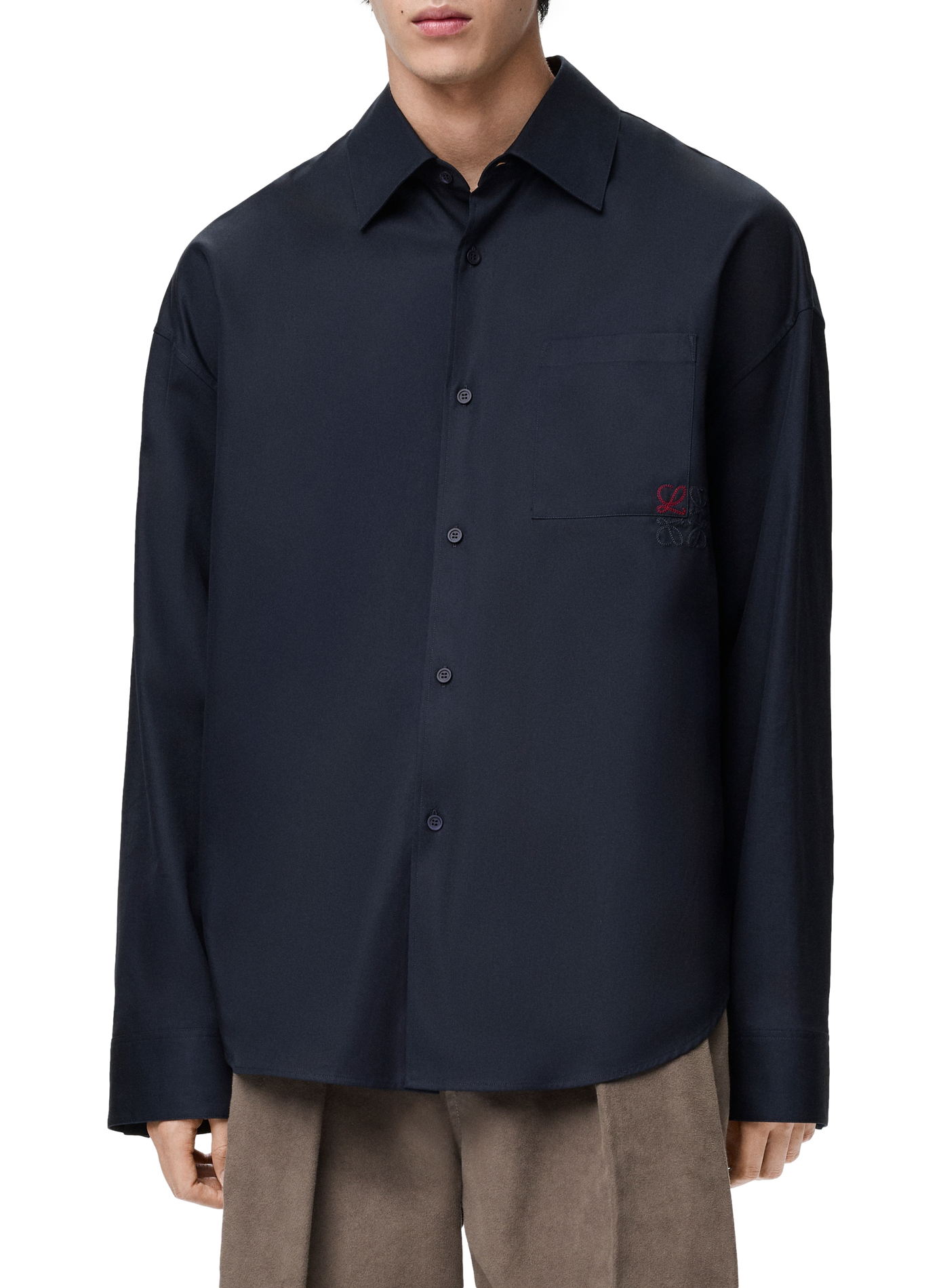 Chemise manches longues en sergé de coton LOEWE Bleu