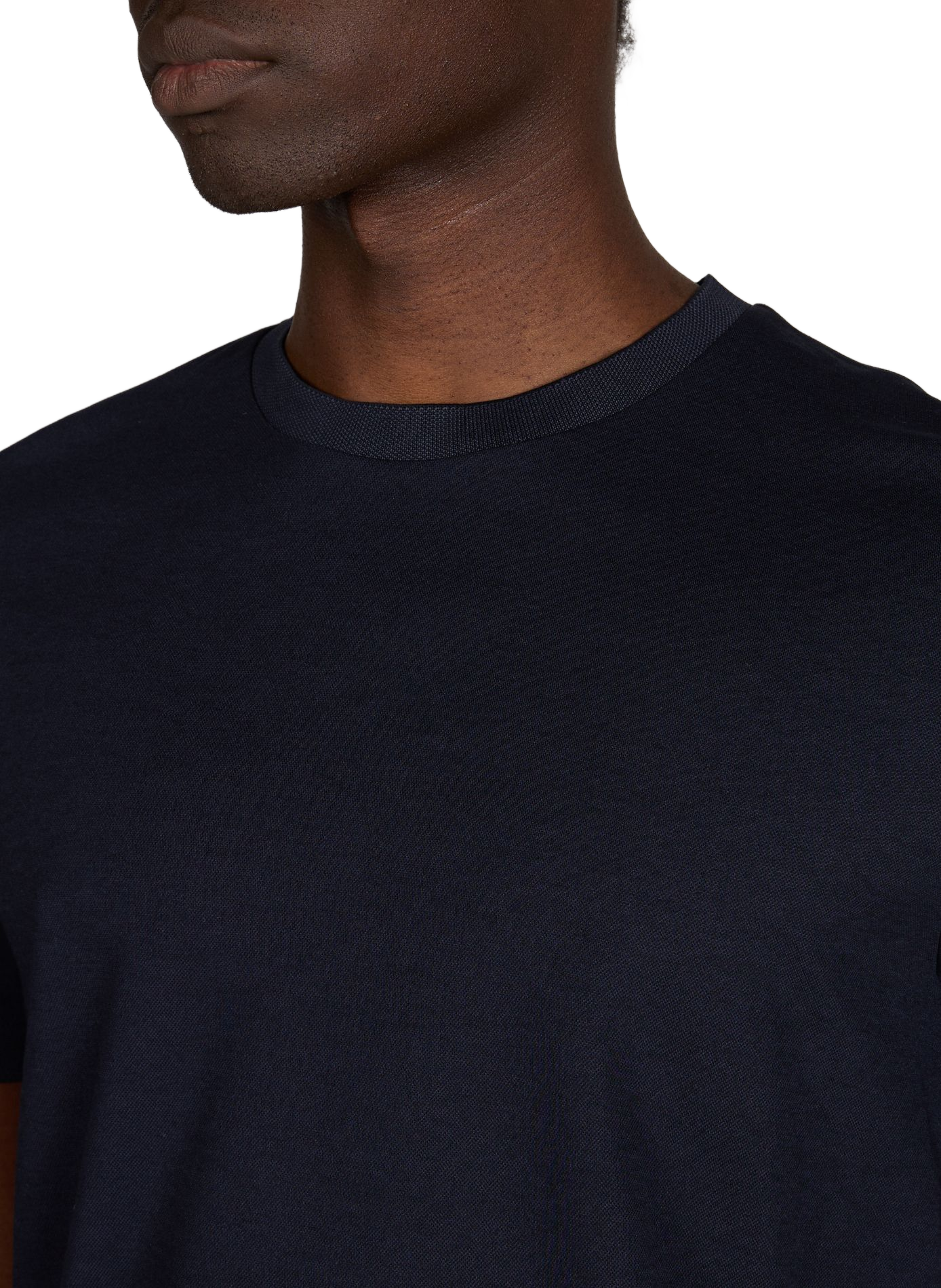 T-shirt with round ribbed neckline in blended cotton STRELLSON Blue
